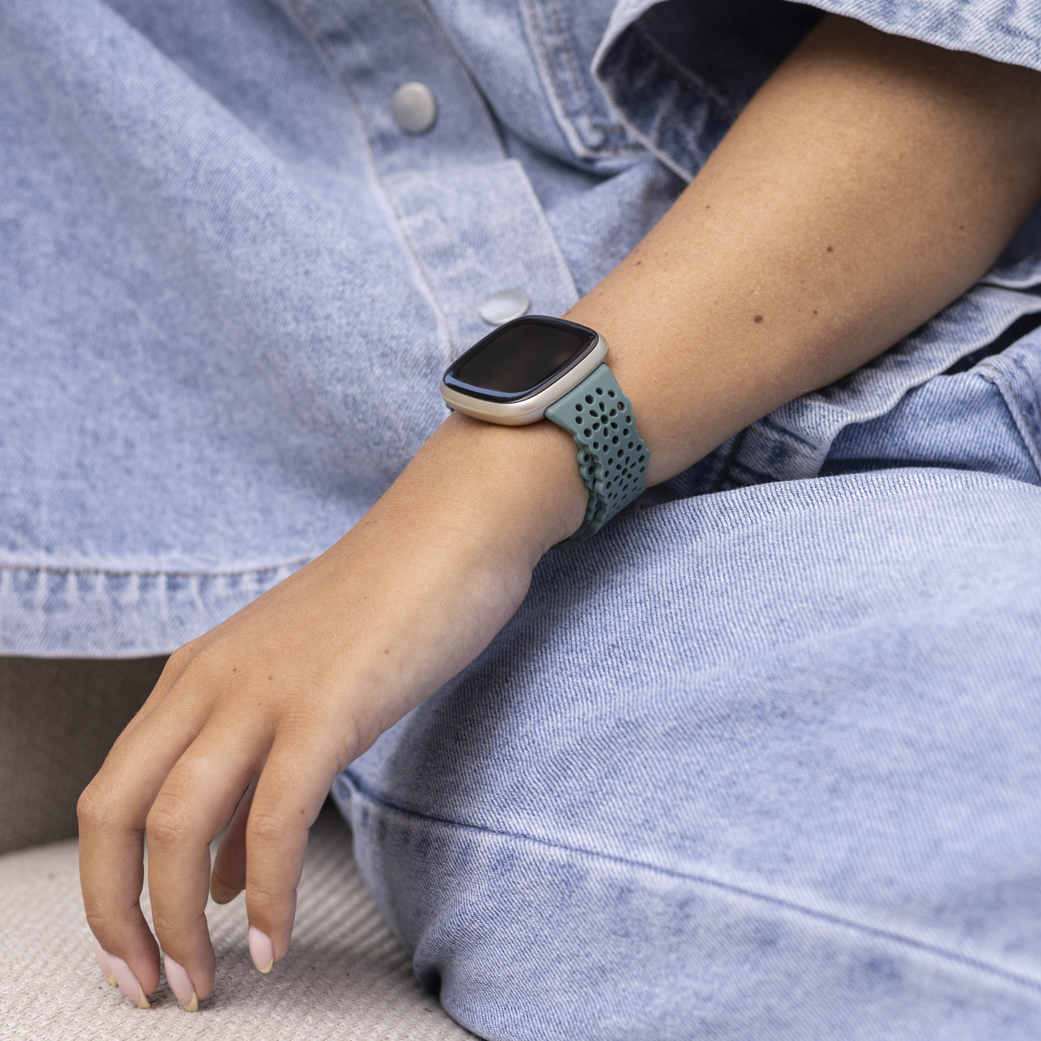 Fitbit Versa 3 siliconen bandje met patroon (groen)