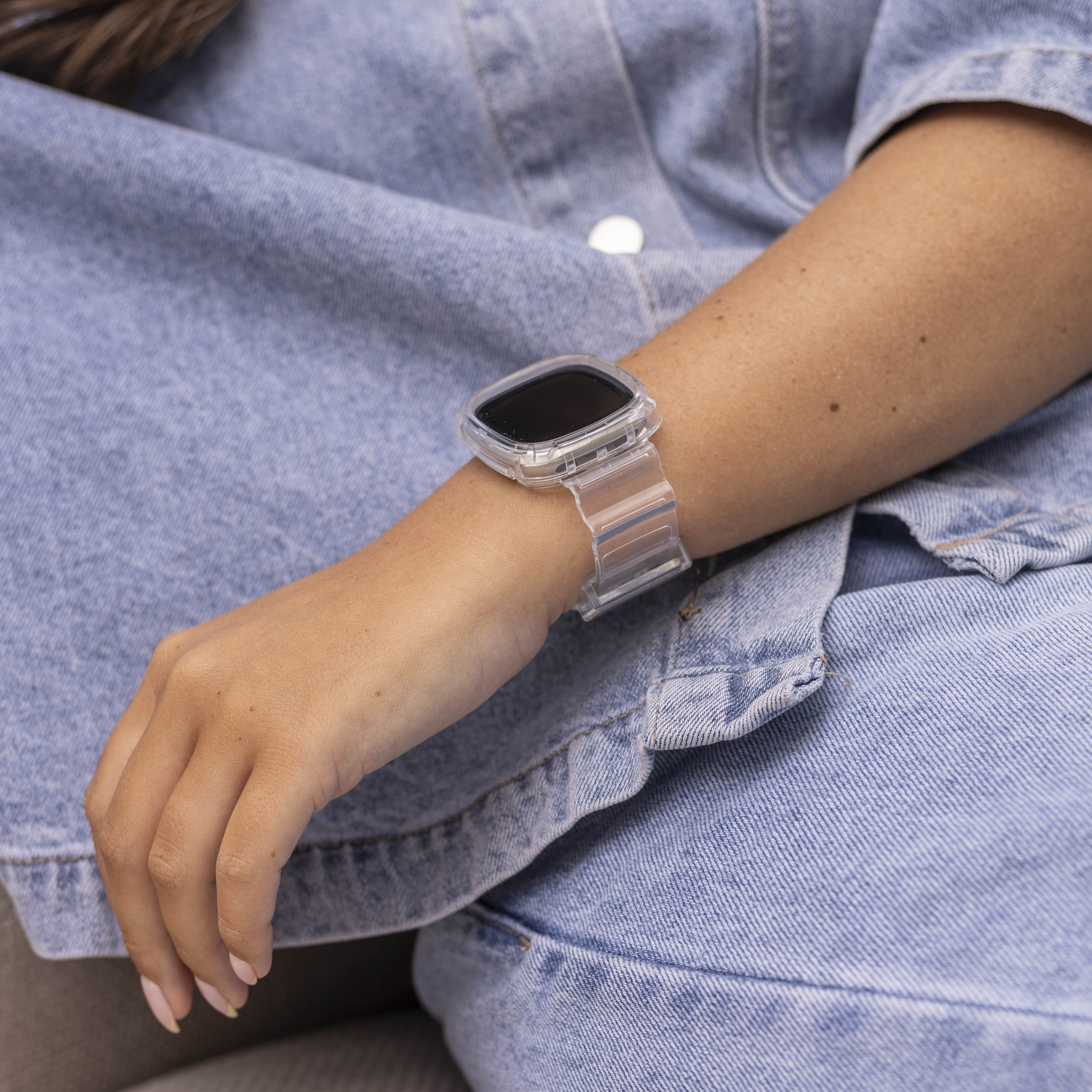 Fitbit Versa 3 crystal bandje met frame (transparant)