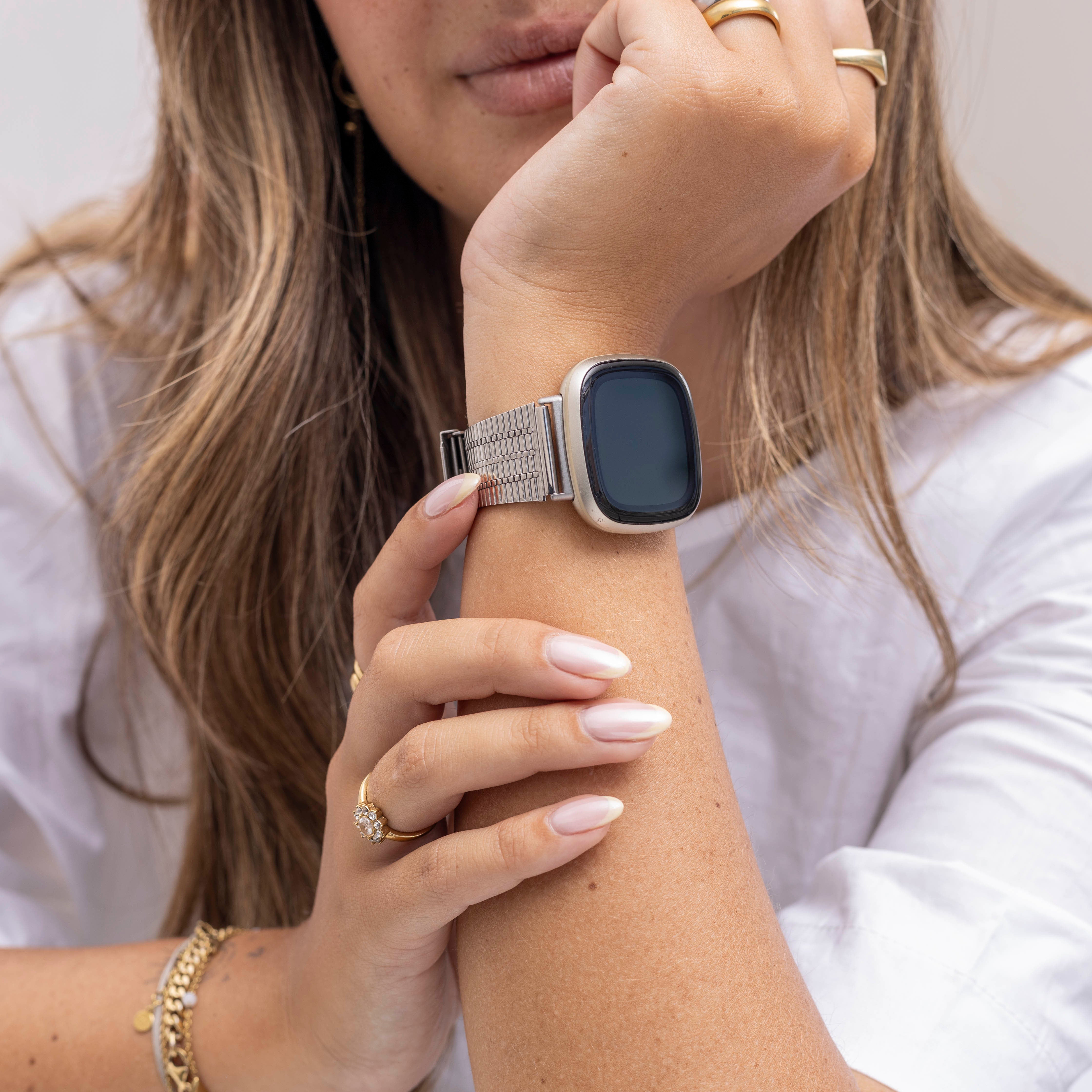 Fitbit Sense roestvrij stalen band (zilver)