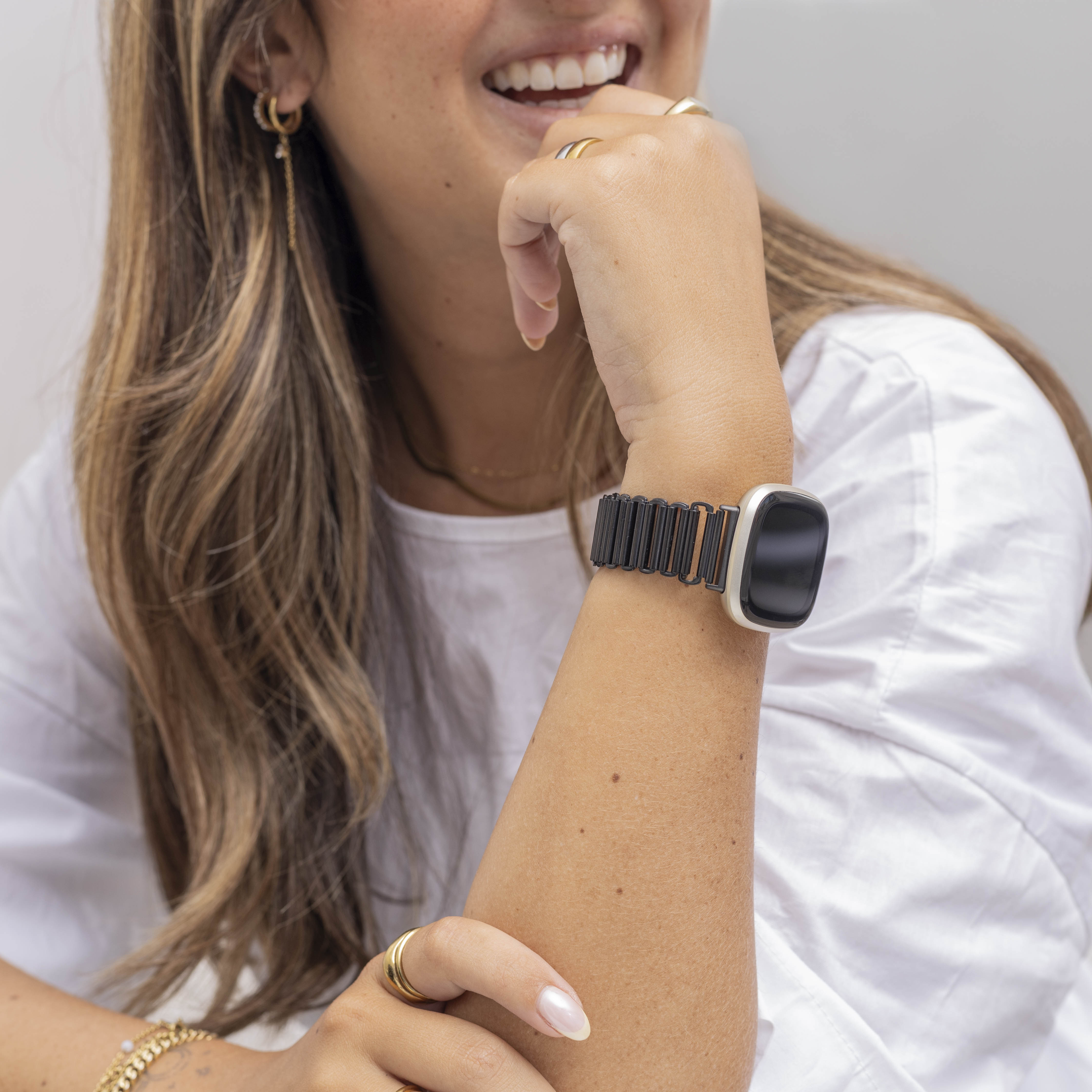 Fitbit Sense stalen loop bandje (zwart)