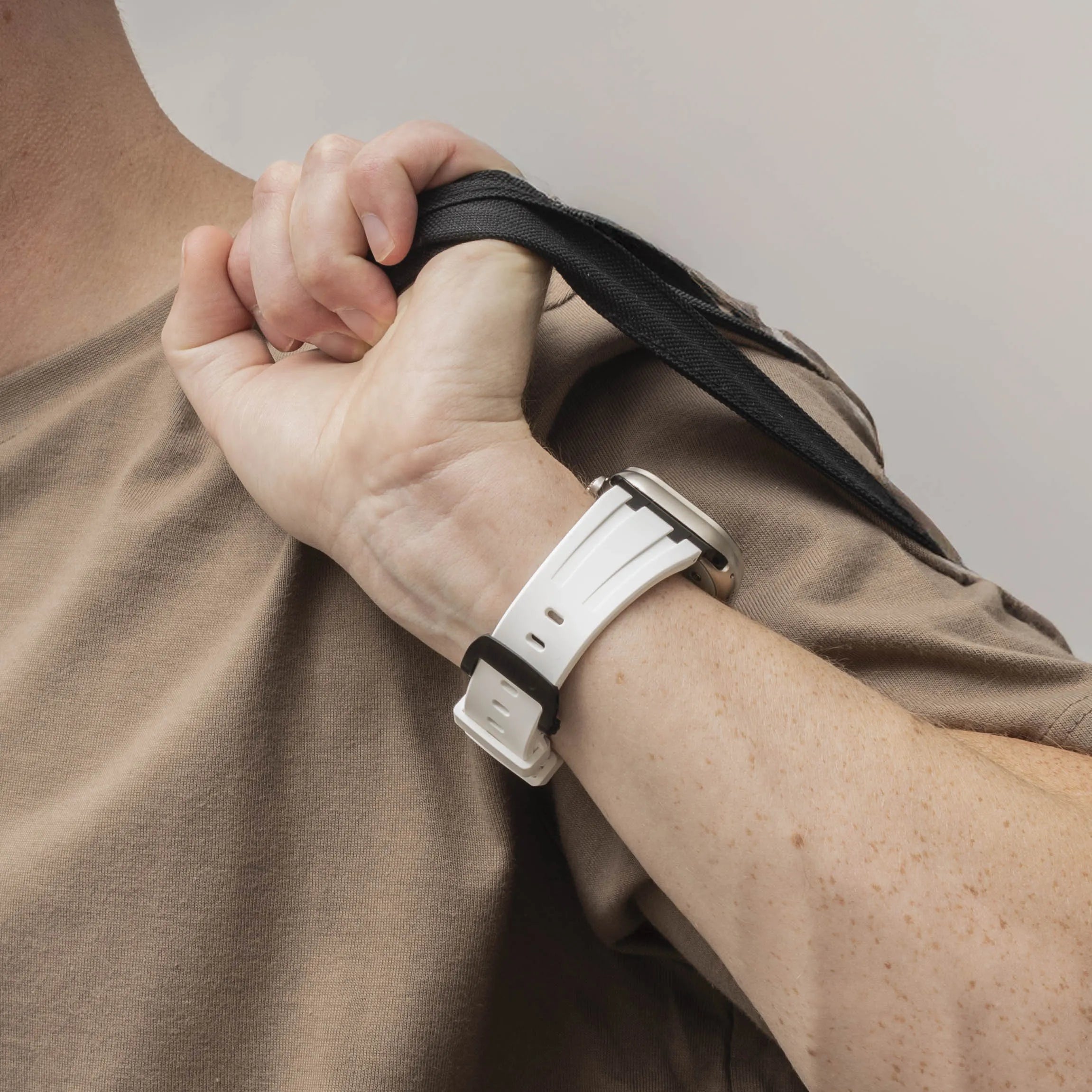 Bandz Apple Watch siliconen band 'Luxe Liquid' (wit met zwart)
