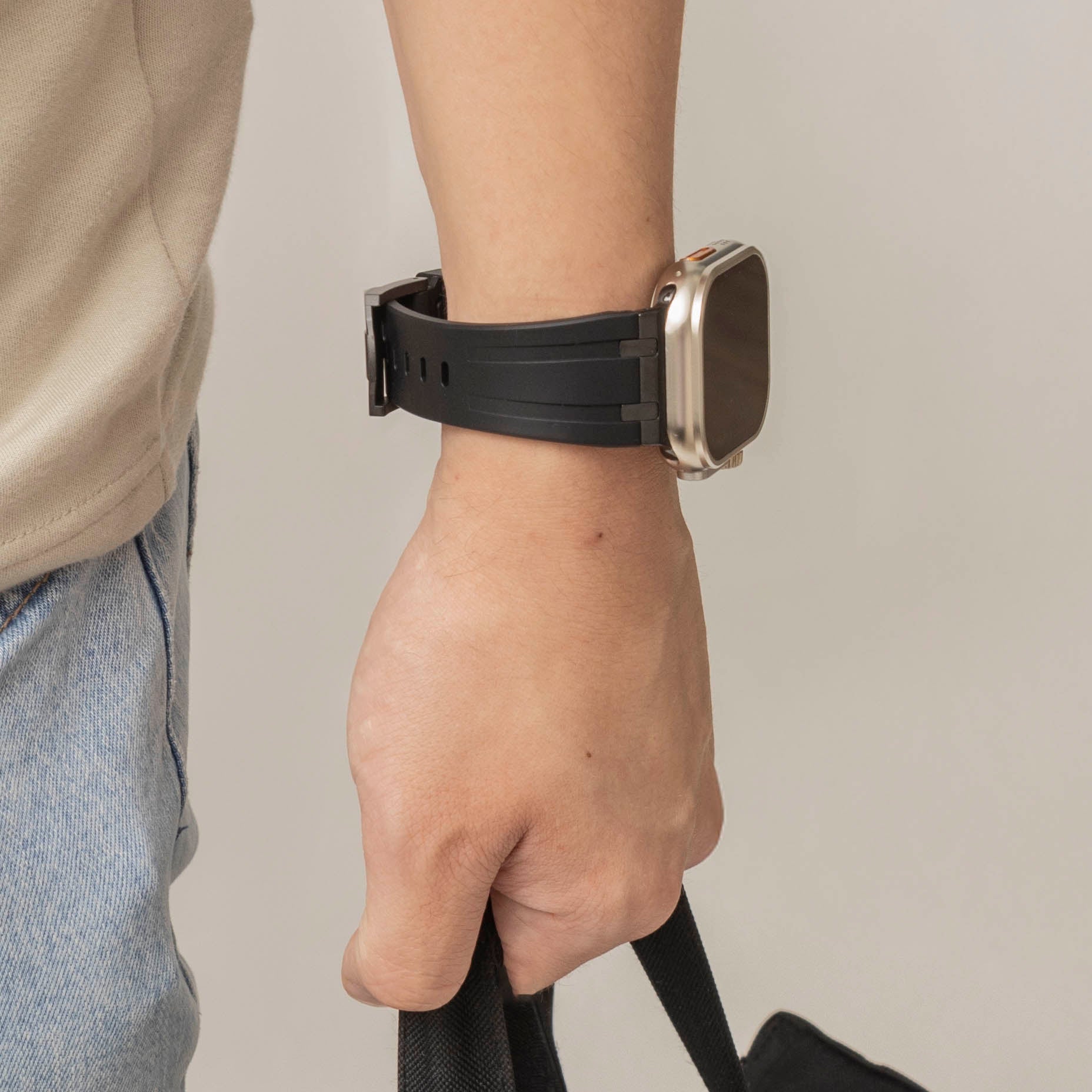 Apple Watch luxe liquid silicone band (zwart)