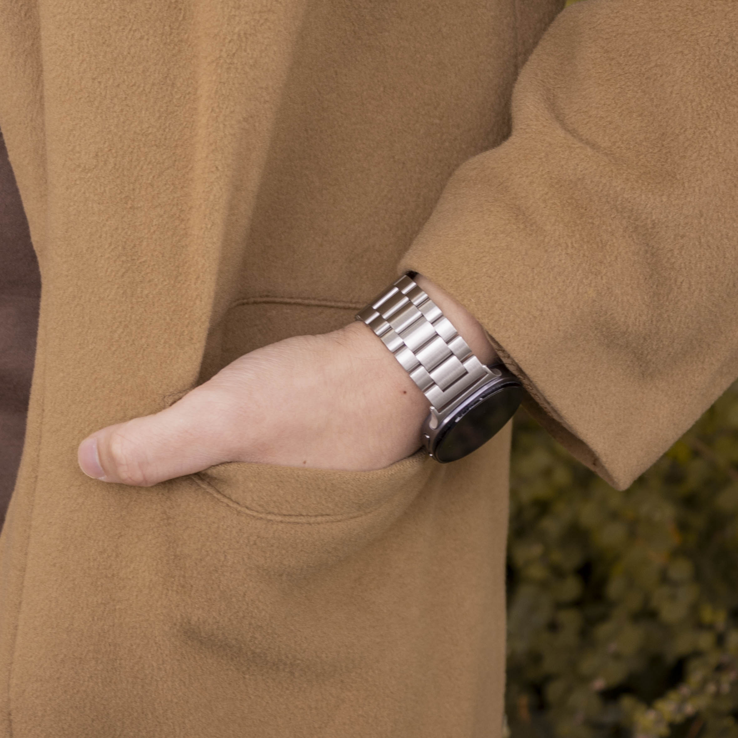 Bandz Samsung Galaxy Watch 8 - 44mm stalen band 'Classic' (zilver)