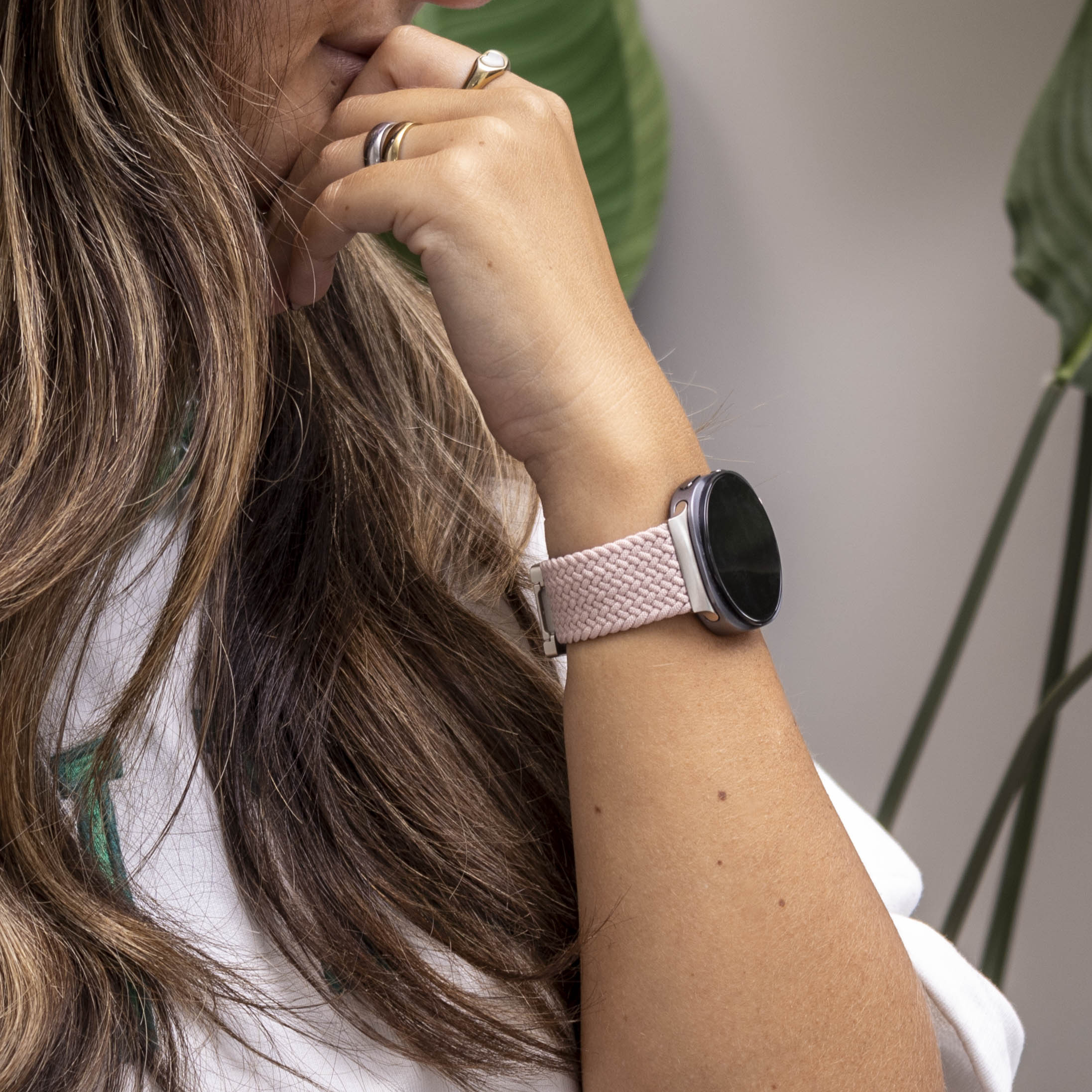 Samsung Galaxy Watch 8 - 44mm gevlochten band met P-buckle (roze)