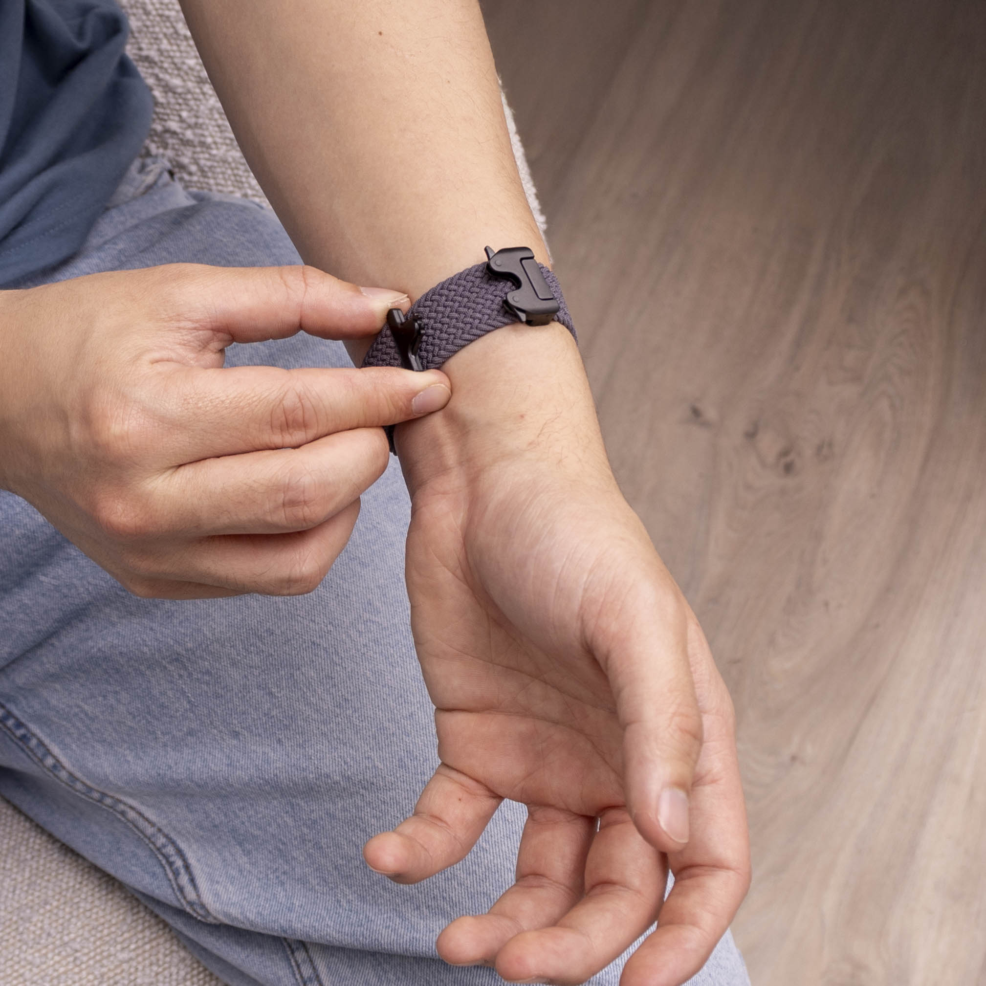 Samsung Galaxy Watch 8 - 40mm gevlochten band met P-buckle (donkergrijs)