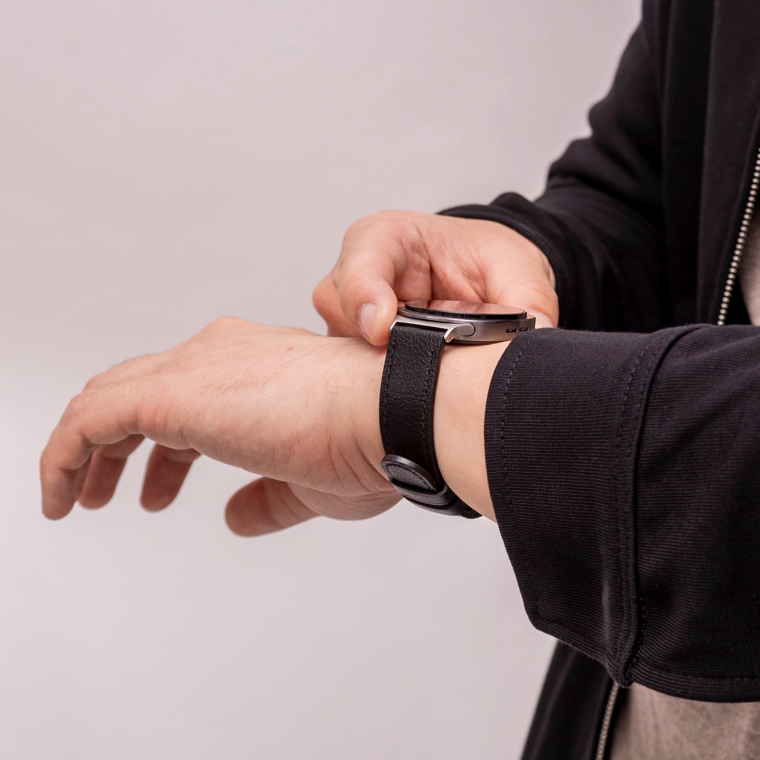 Samsung Galaxy Watch 8 Classic modern leren band (zwart)