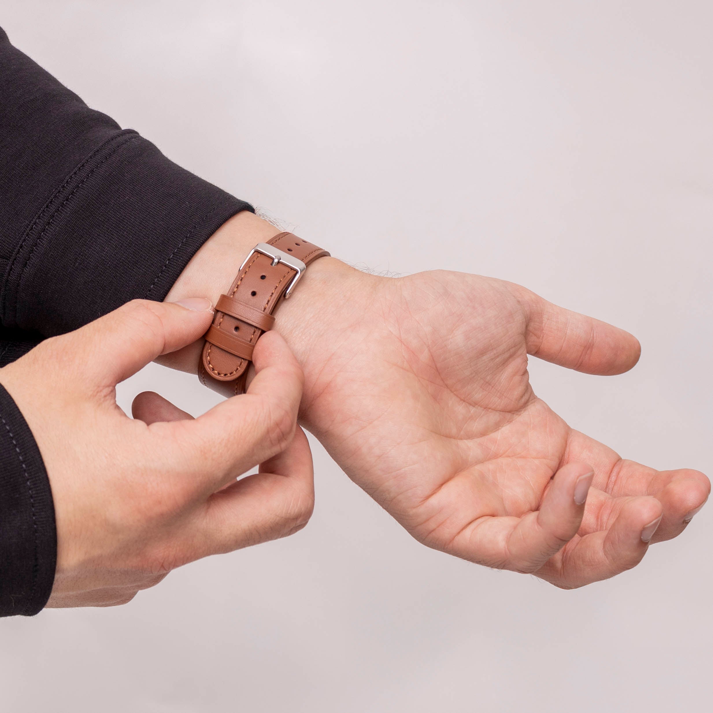 Samsung Galaxy Watch 8 - 44mm modern leren band (bruin)