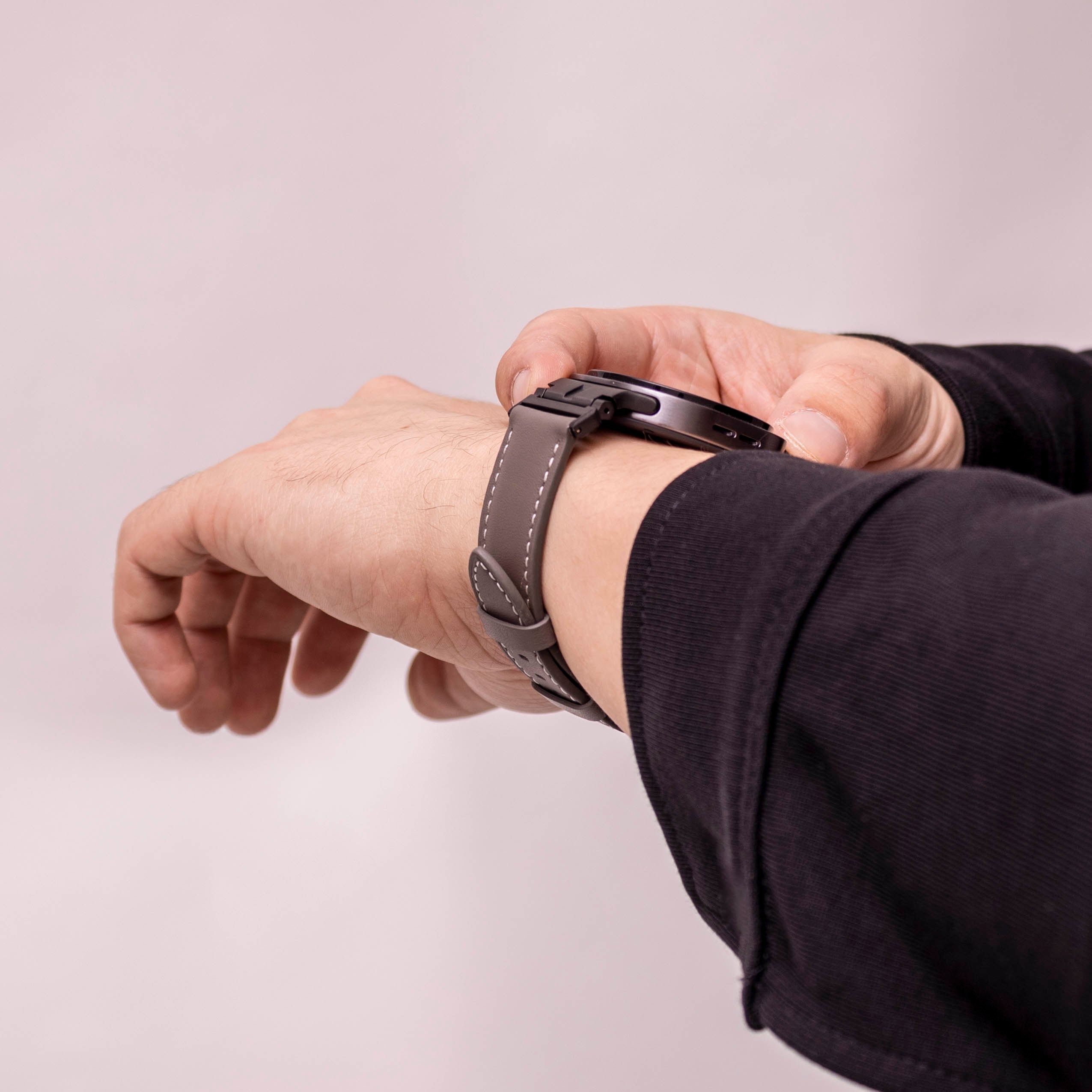 Samsung Galaxy Watch 8 Classic luxe leren bandje (grijs)