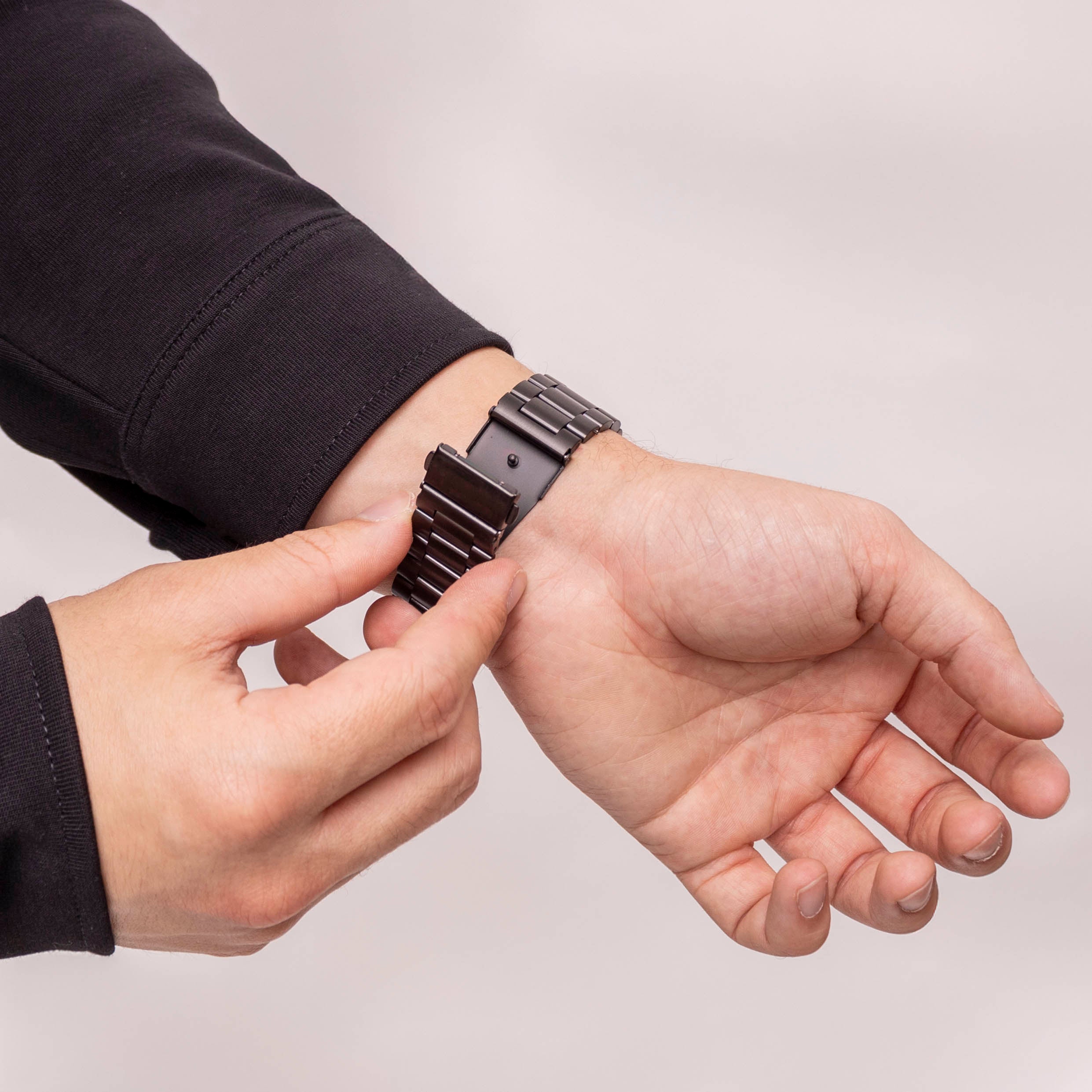 Bandz Samsung Galaxy Watch 8 - 40mm stalen band 'Classic' (zwart)