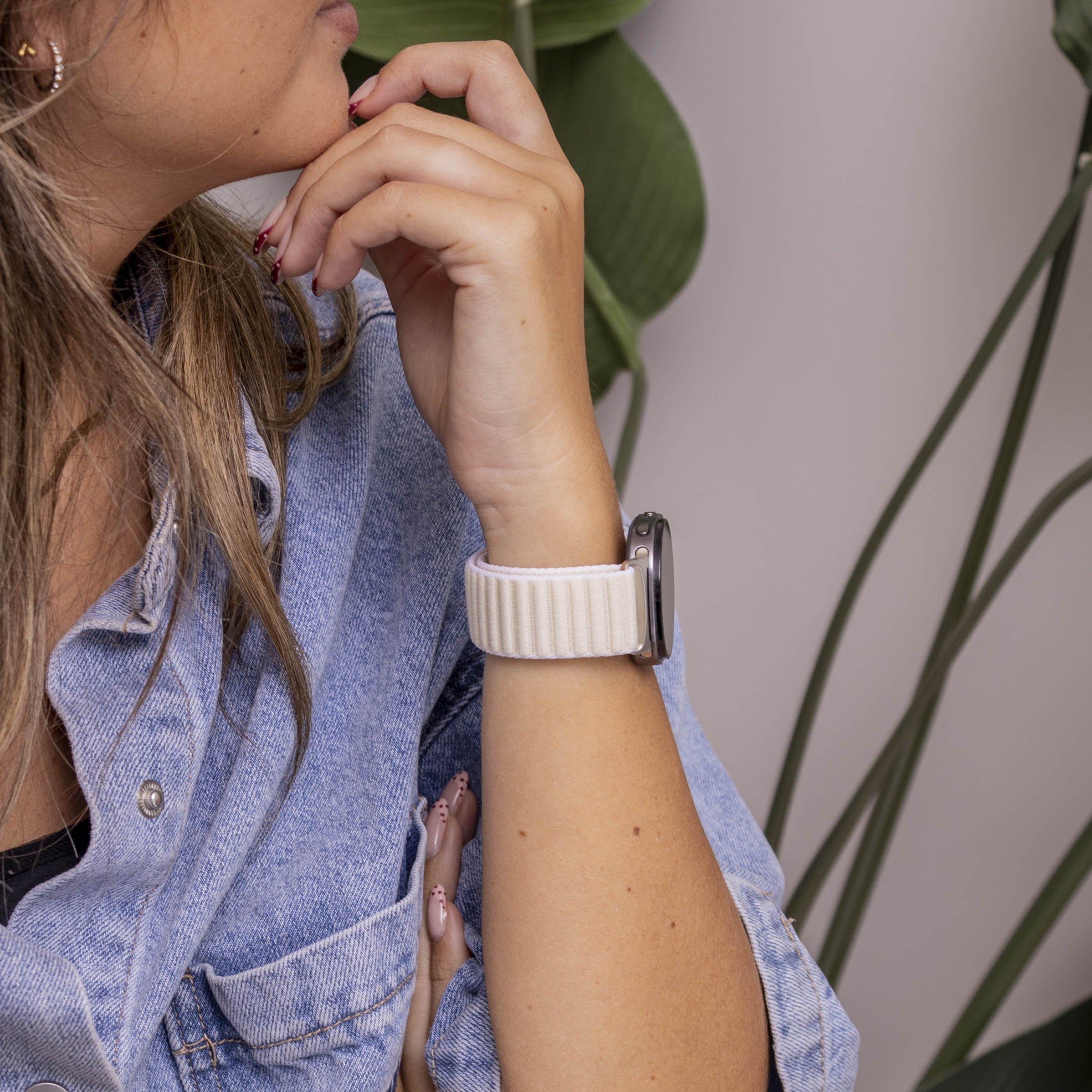 Samsung Galaxy Watch 8 Classic wave nylon bandje (sterrenlicht)