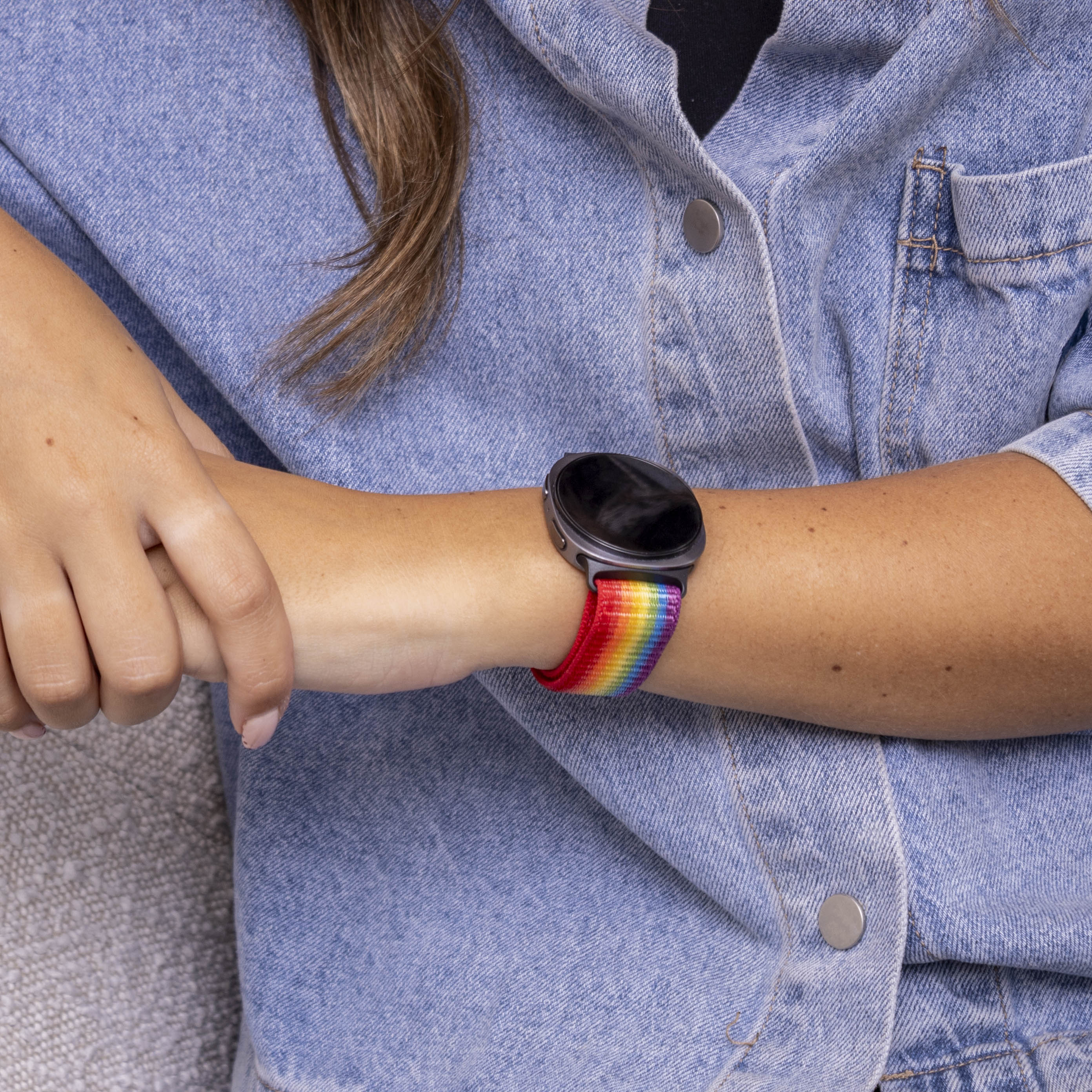 Samsung Galaxy Watch 8 - 44mm nylon bandje (regenboog)