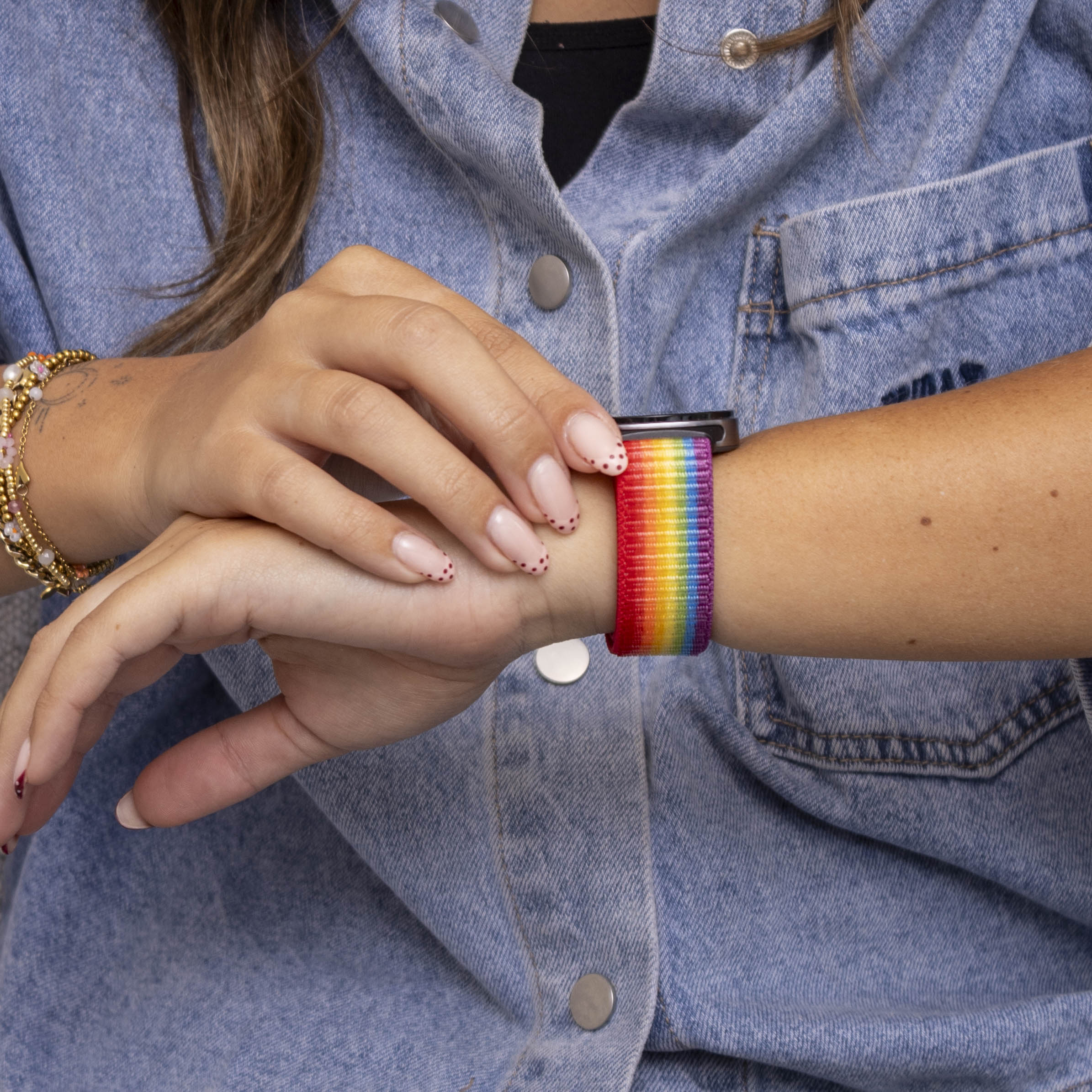 Samsung Galaxy Watch 8 - 44mm nylon bandje (regenboog)