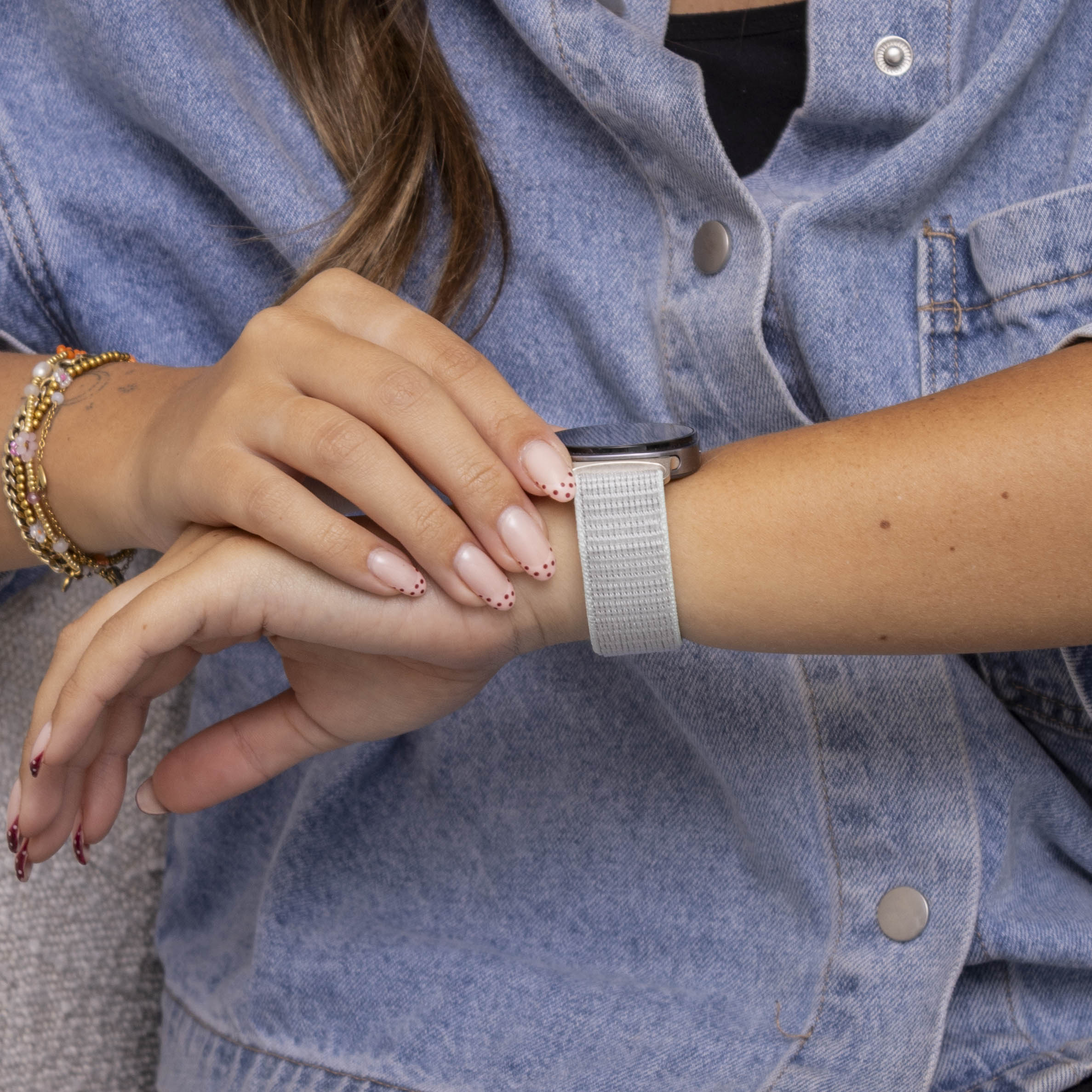 Samsung Galaxy Watch 8 Classic nylon bandje (licht cyaan)