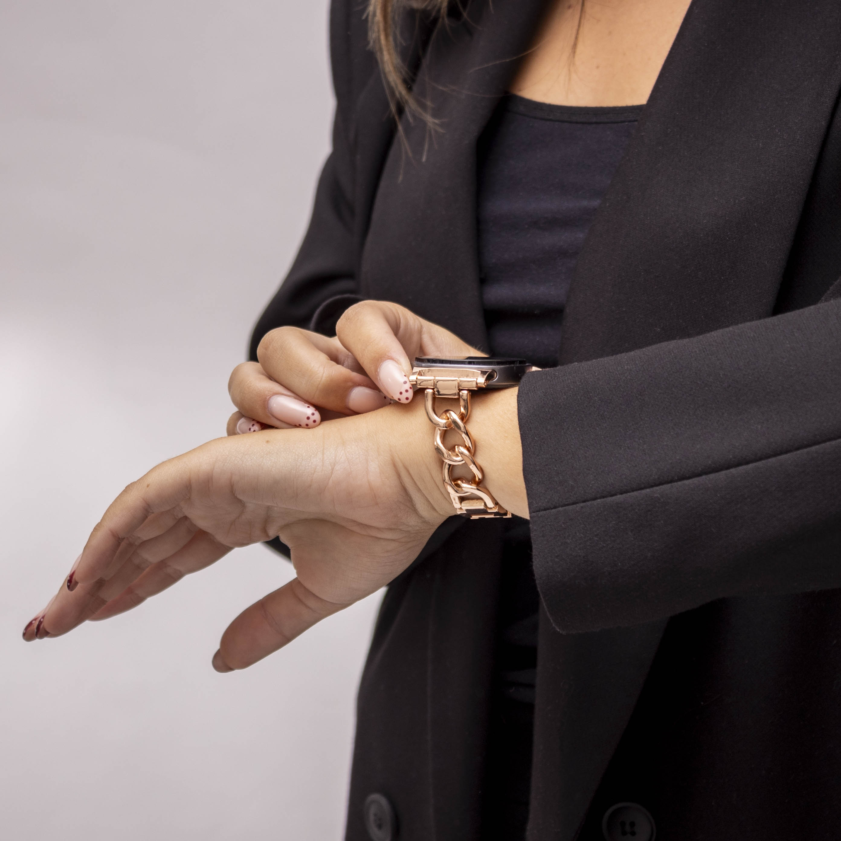 Samsung Galaxy Watch 8 Classic steel chain band (rosé goud)