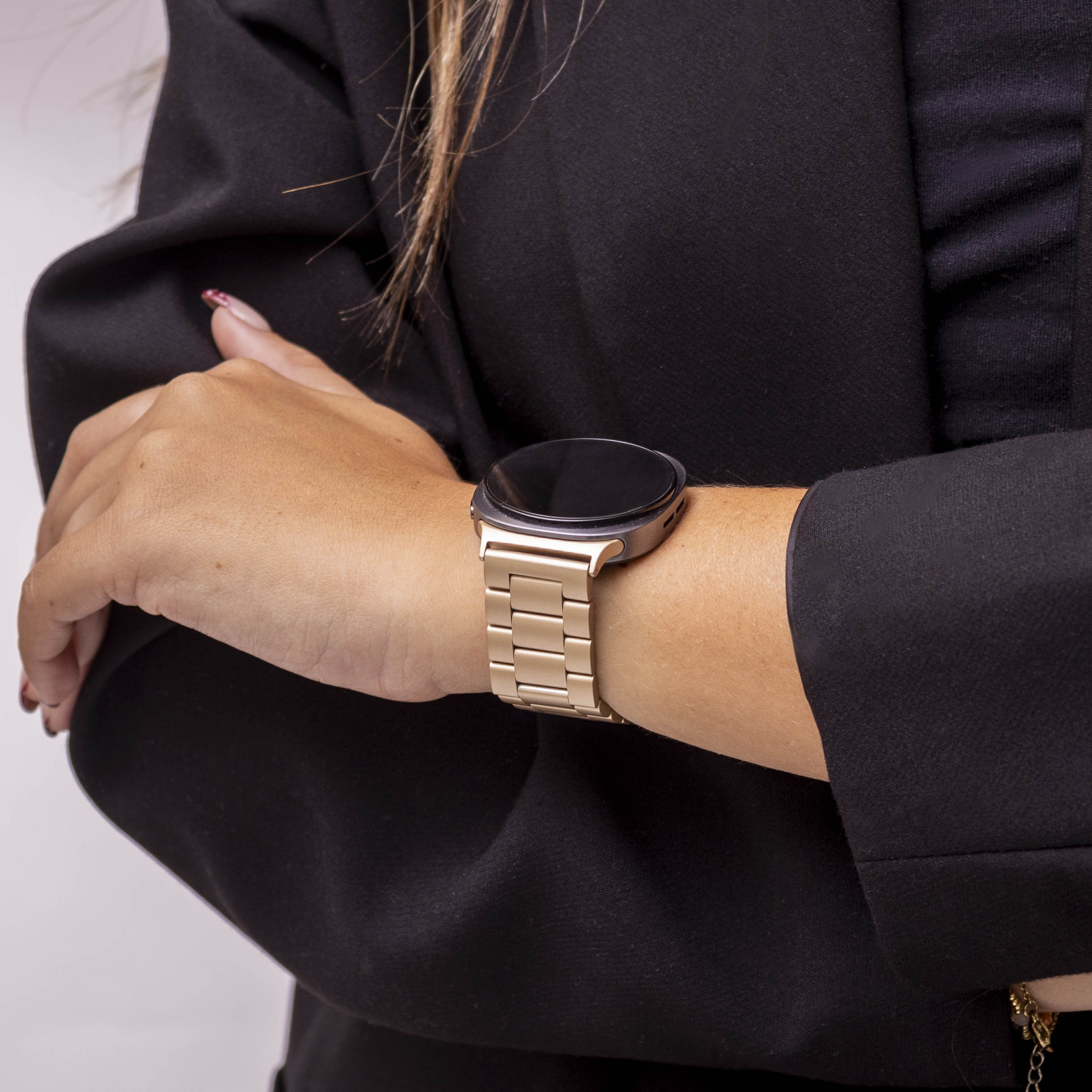 Bandz Samsung Galaxy Watch 8 - 40mm stalen band 'Classic' (retro goud)