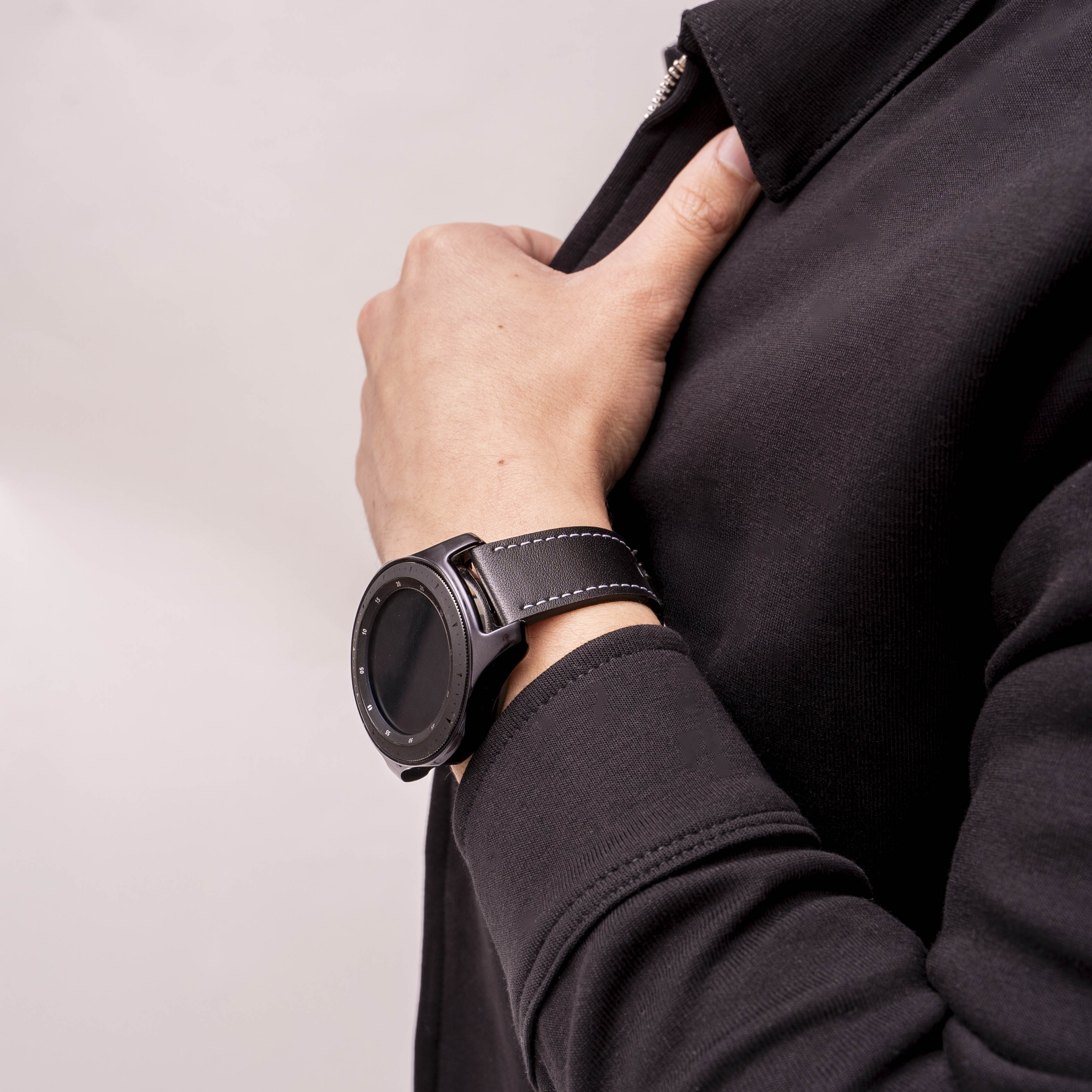 Xiaomi Mi Watch 'one push' leren bandje (zwart)