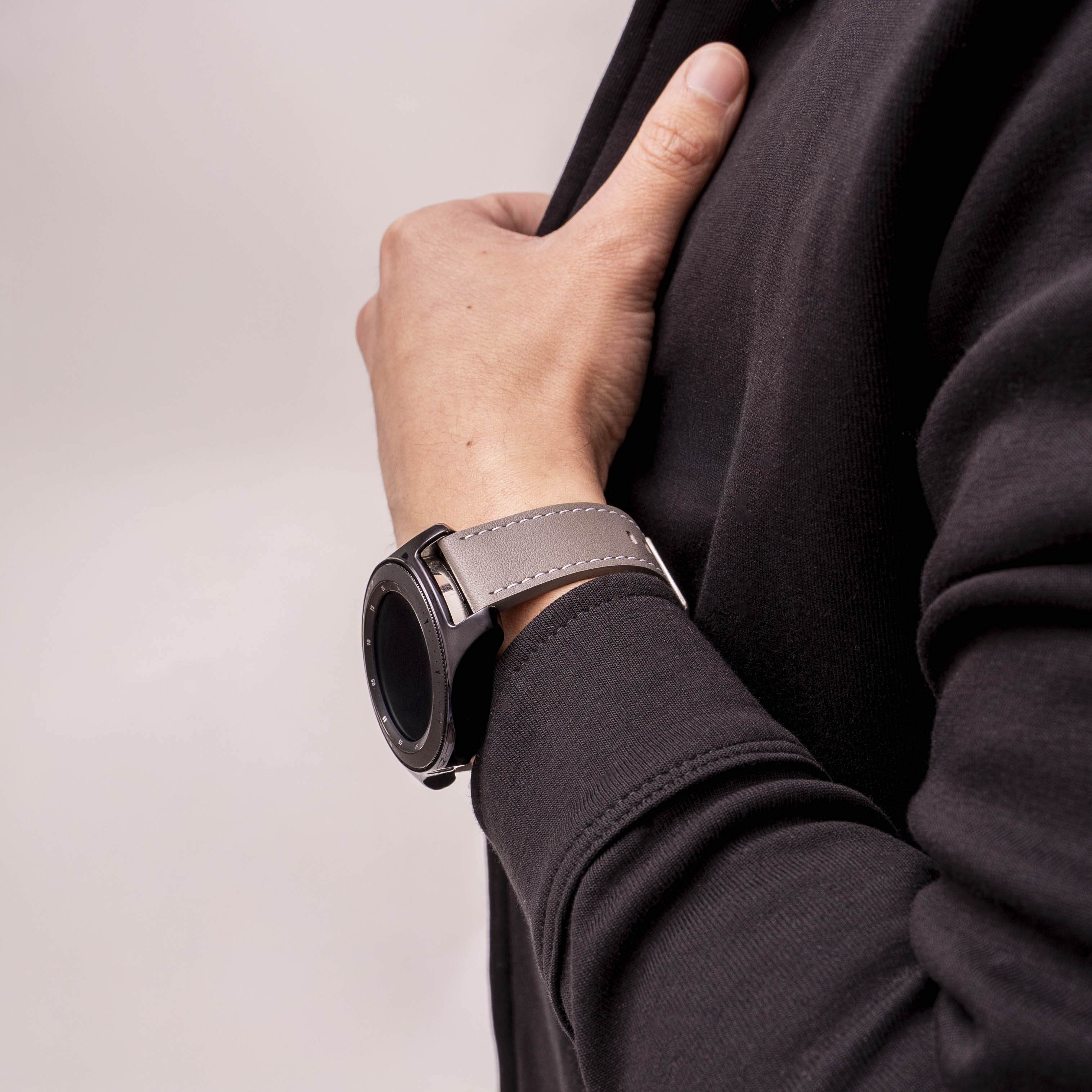 OnePlus Watch 'one push' leren bandje (grijs)