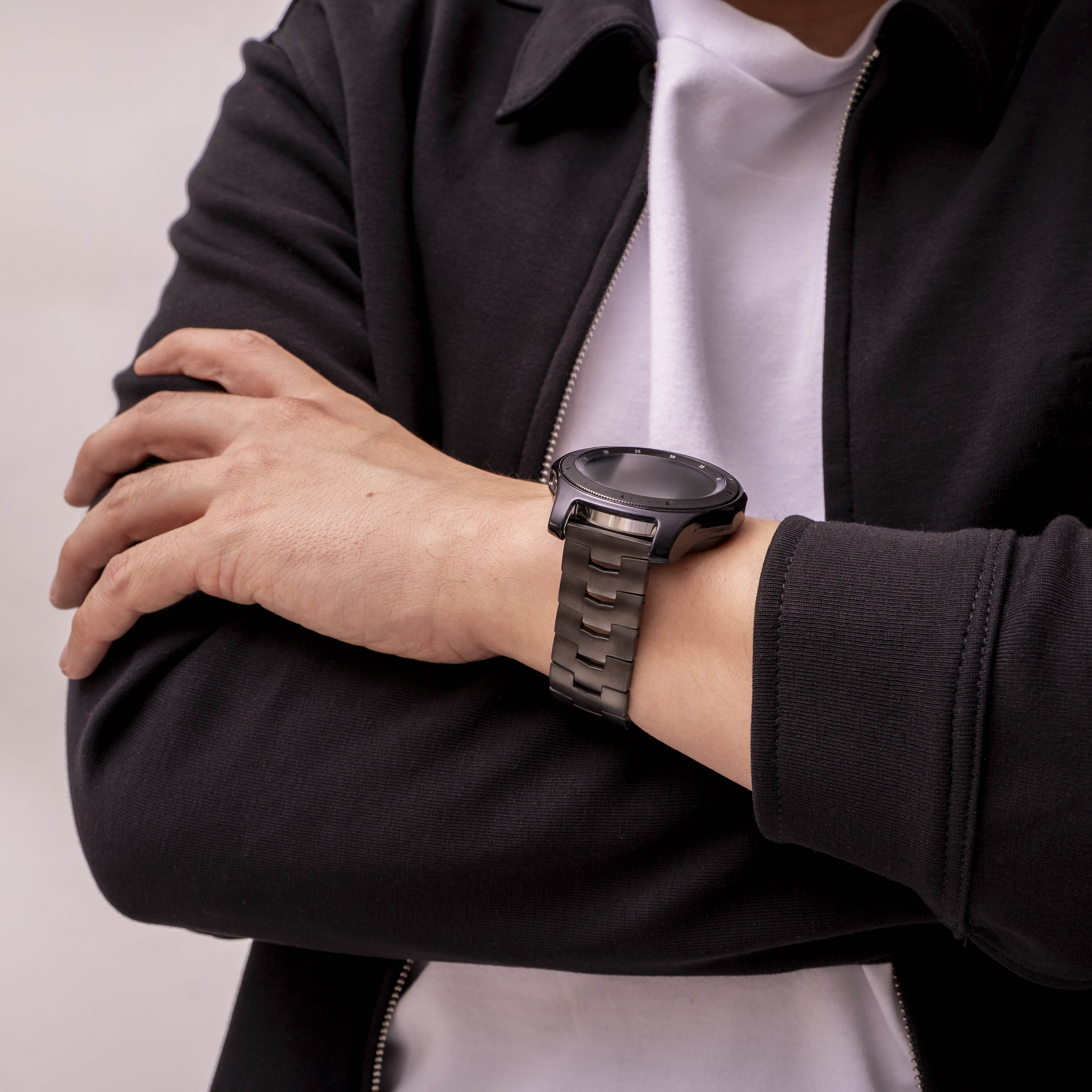 Amazfit GTR 3 (Pro) titanium grain band (platte sluiting) (grafiet)