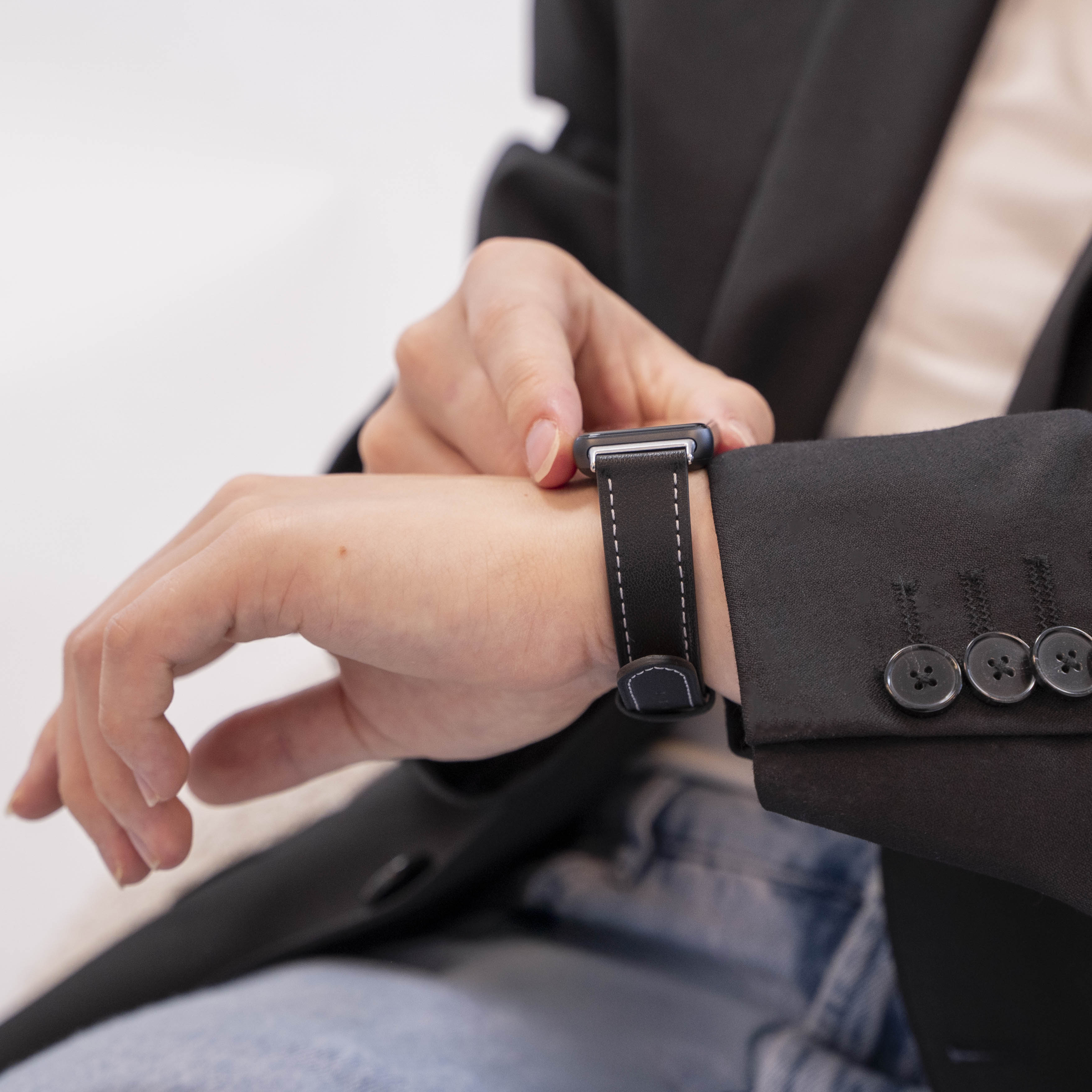 Samsung Galaxy Fit 3 leren bandje (zwart)