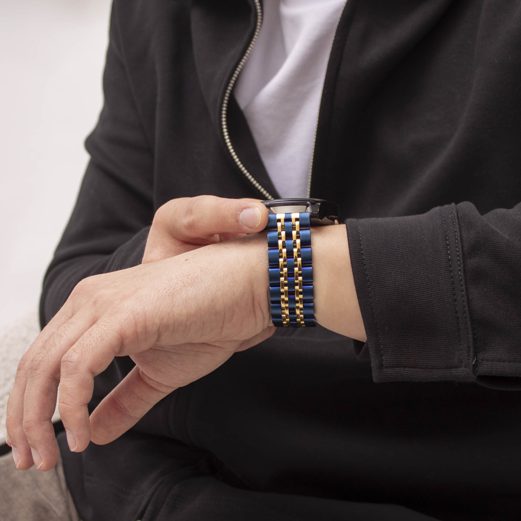 Fossil Gen 5 duo stalen schakel band (blauw/goud)