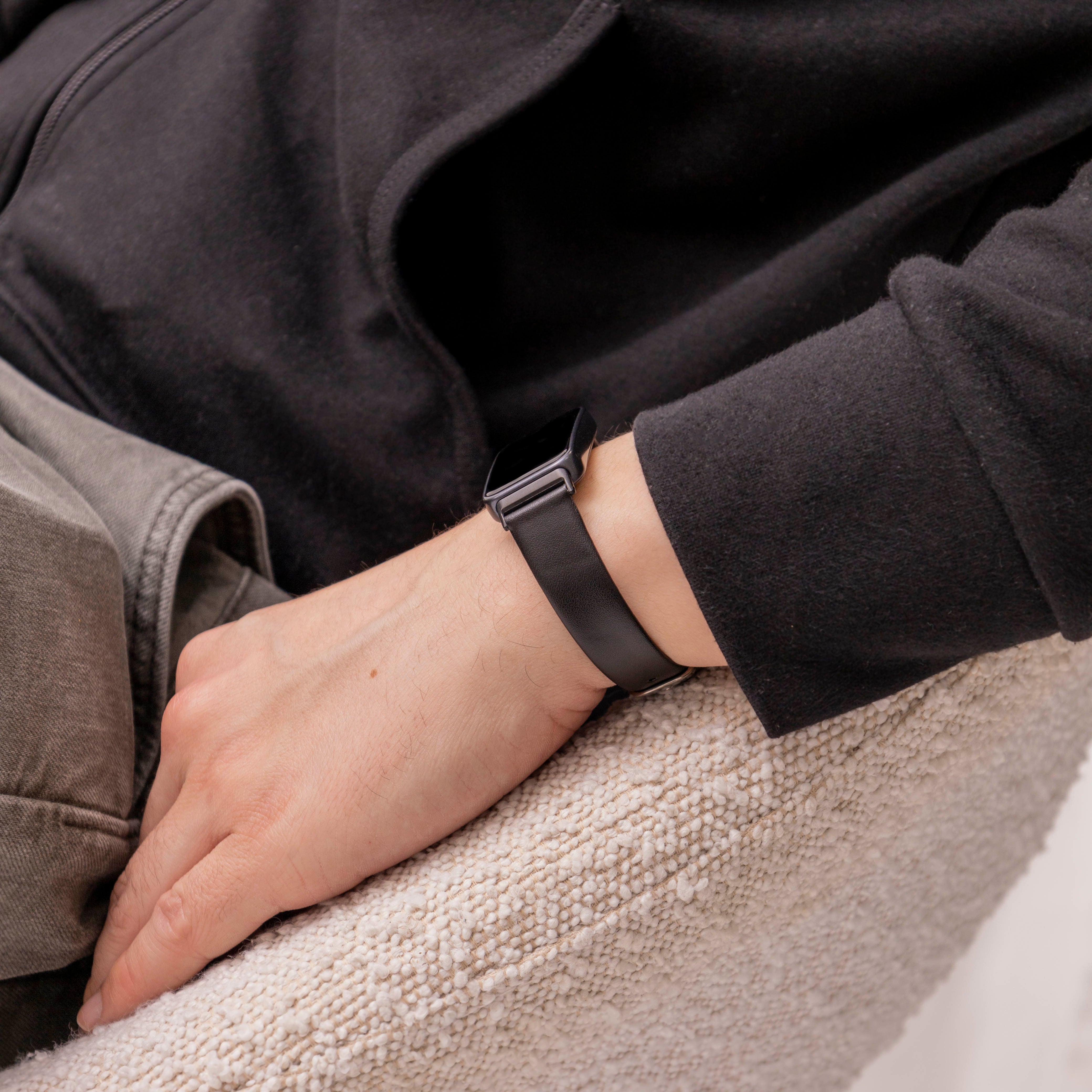 Huawei Band 10 leren bandje (zwart)