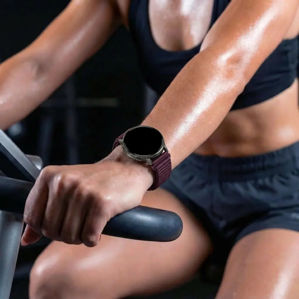 Bandz Garmin Venu 4 - 41mm nylon band 'Wave' (donkerpaars)