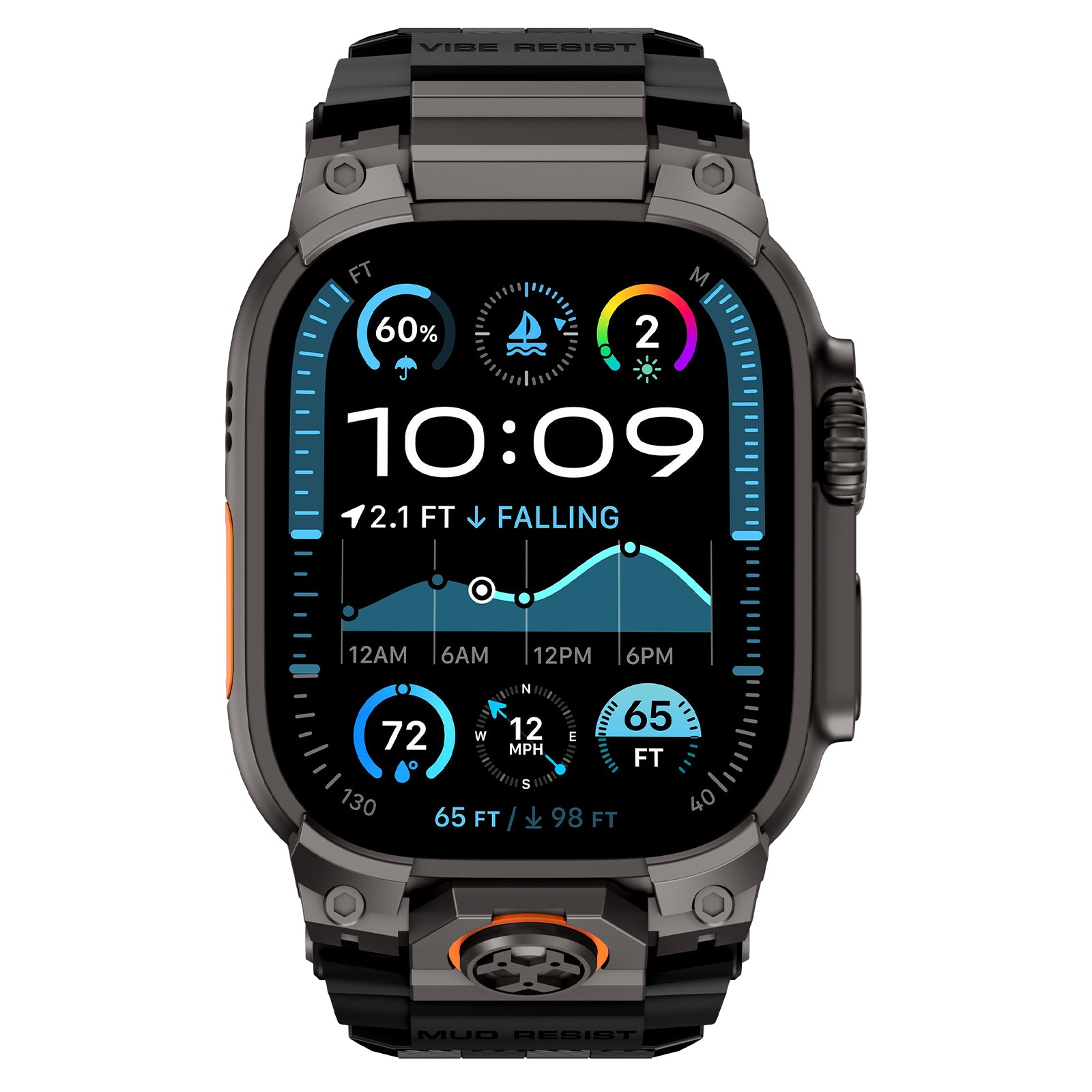 Apple Watch 'Four Claw' siliconen band (zwart)