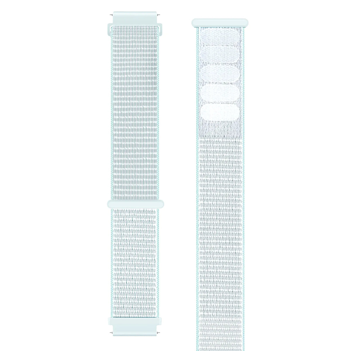 Nylon Strap, light cyan, laid flat, separate parts, direct top view