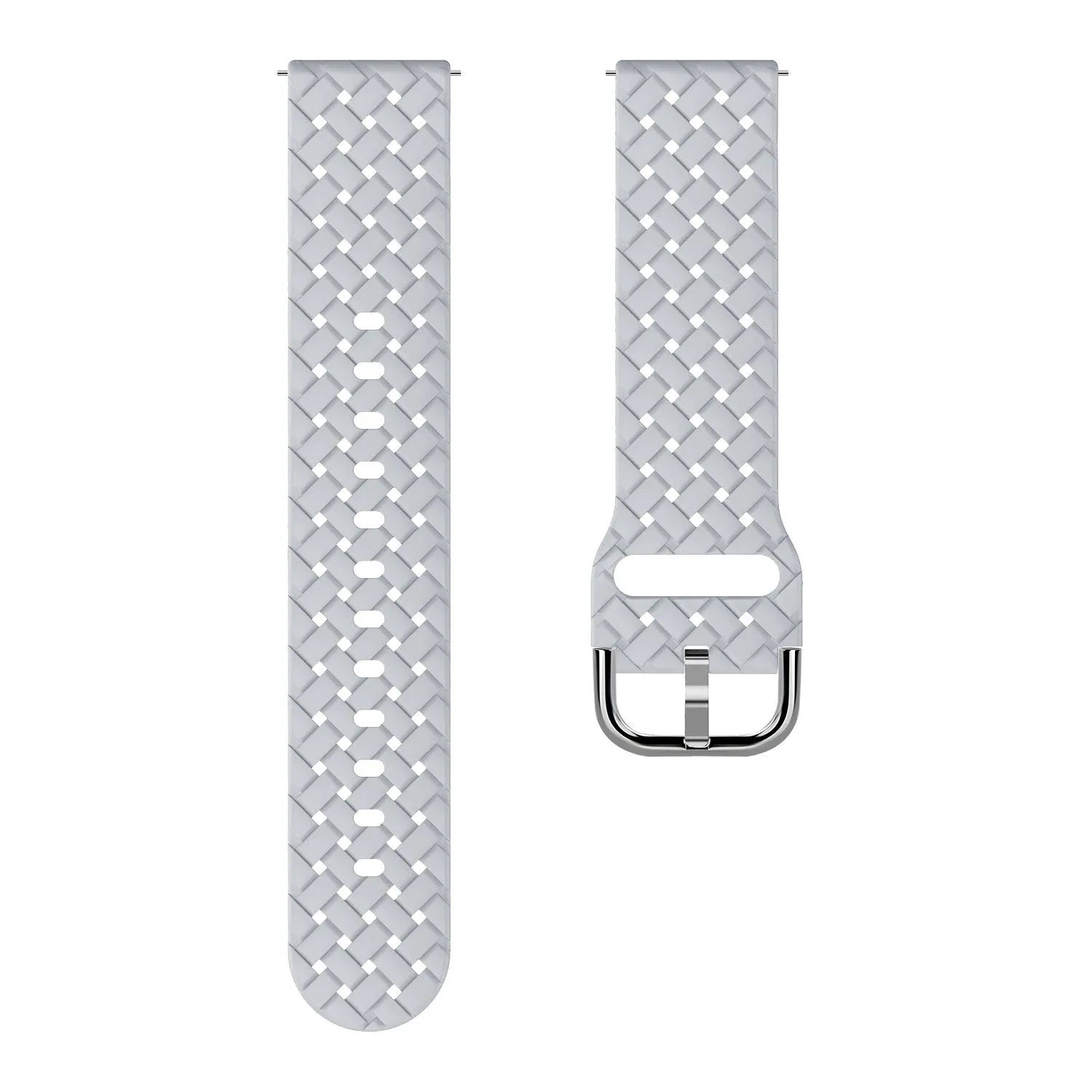 Braided Silicone Strap, grey, laid flat, separate parts, direct top view