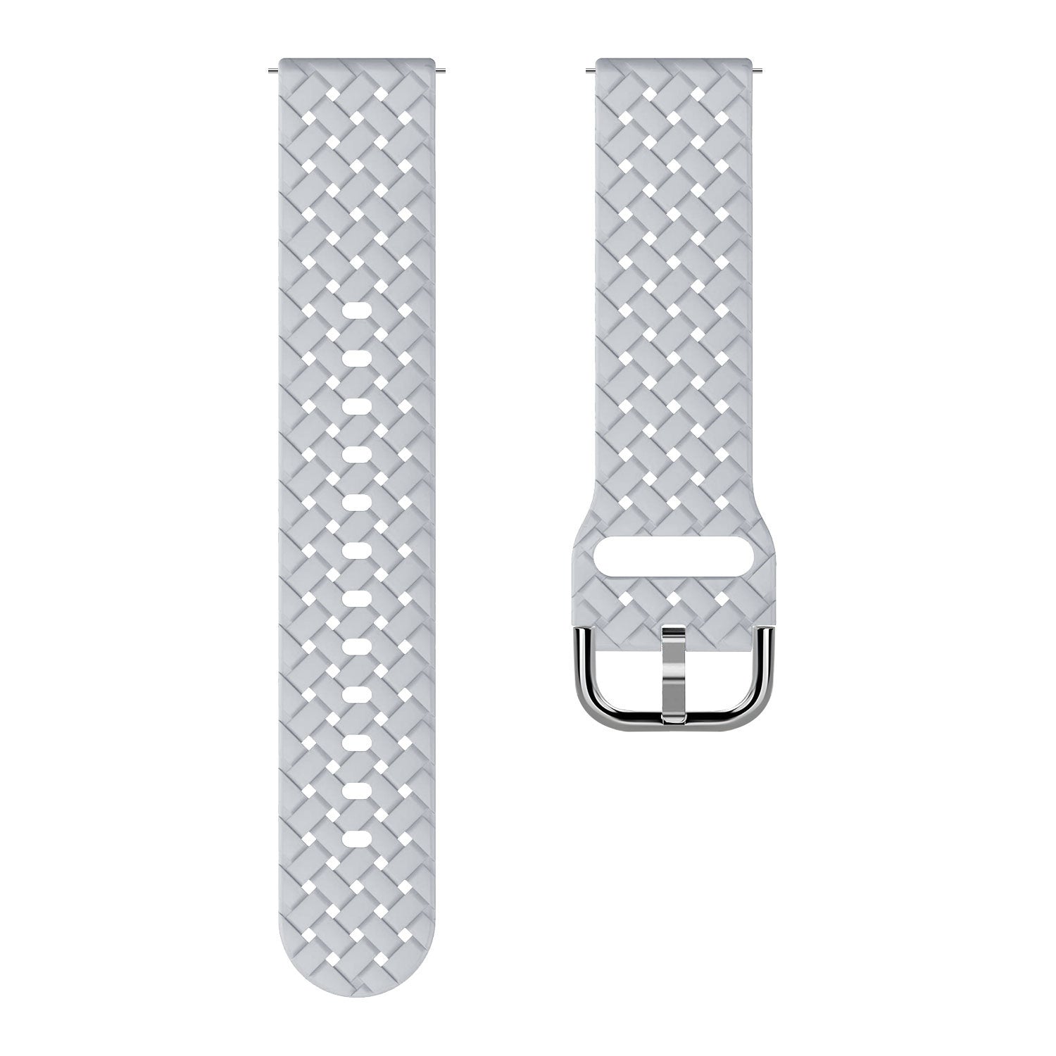 Braided Silicone Strap, grey, laid flat, separate parts, direct top view
