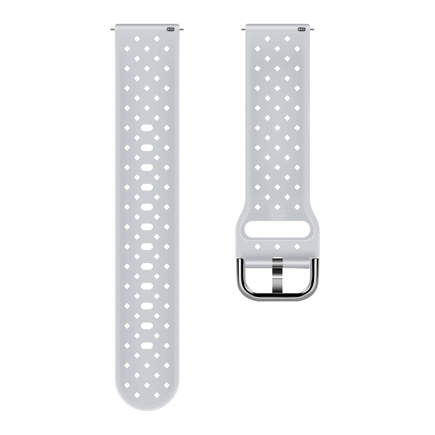 Braided Silicone Strap, grey, laid flat, separate parts, direct top view