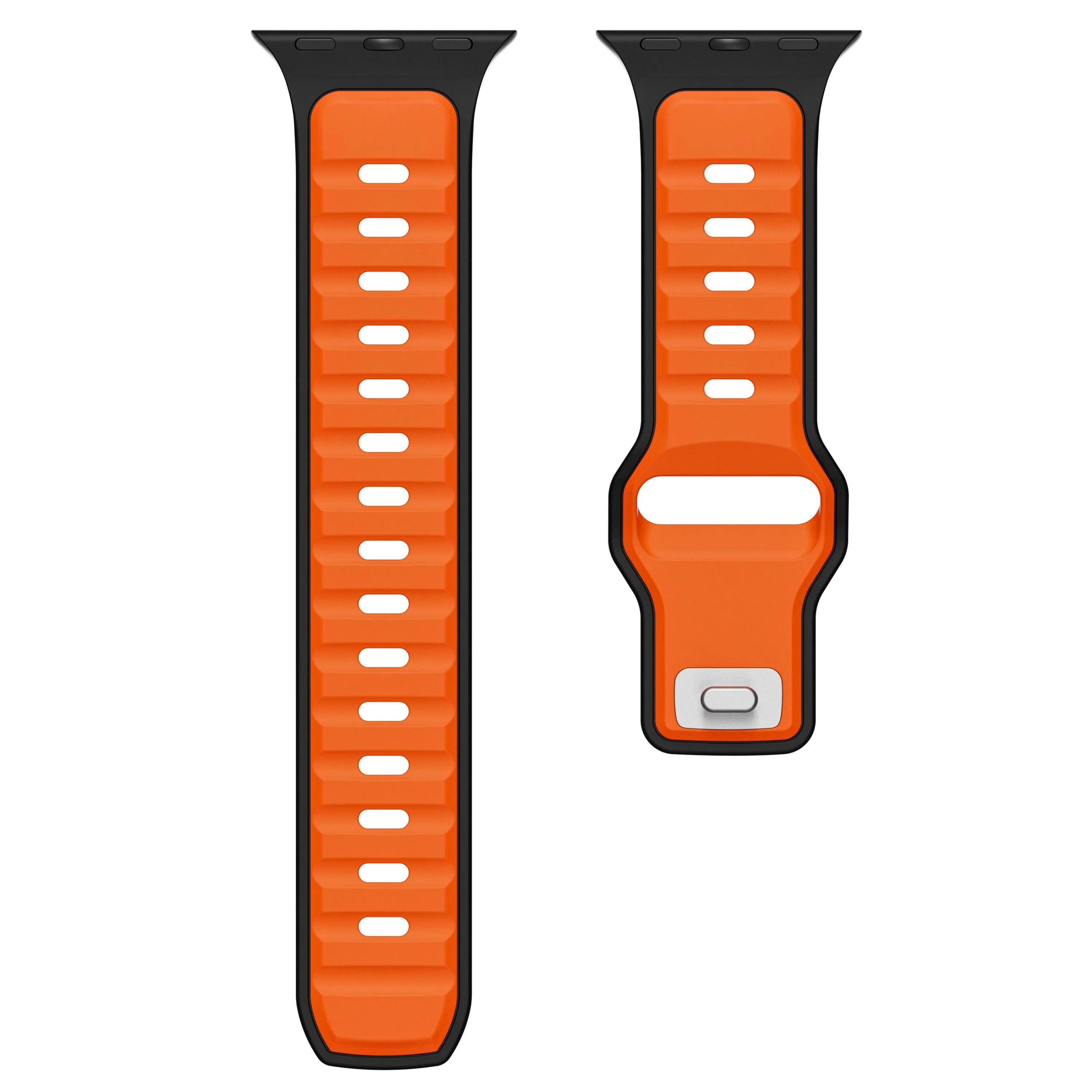 Apple Watch premium outdoor siliconen bandje (oranje/zwart)