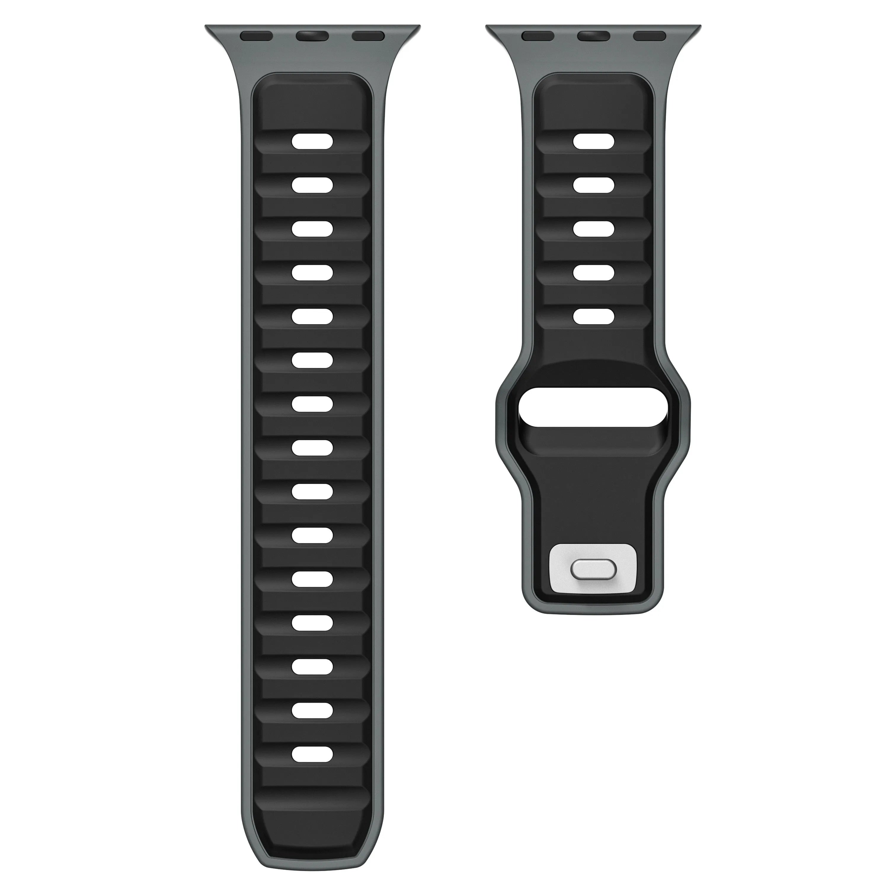Apple Watch premium outdoor siliconen bandje (zwart/grijs)
