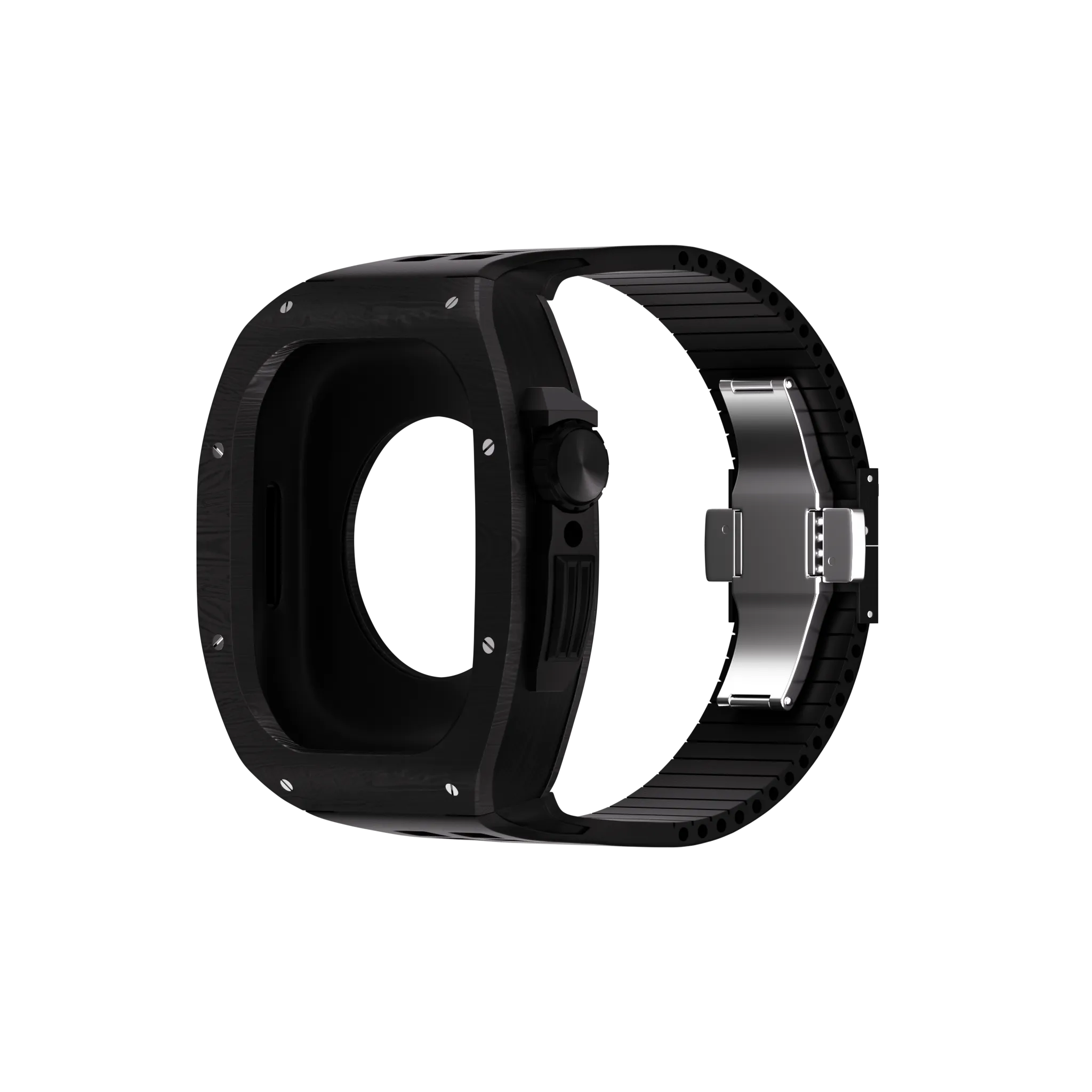 Reqior Apple Watch 45mm polymer case met rubberen band (carbon zwart)