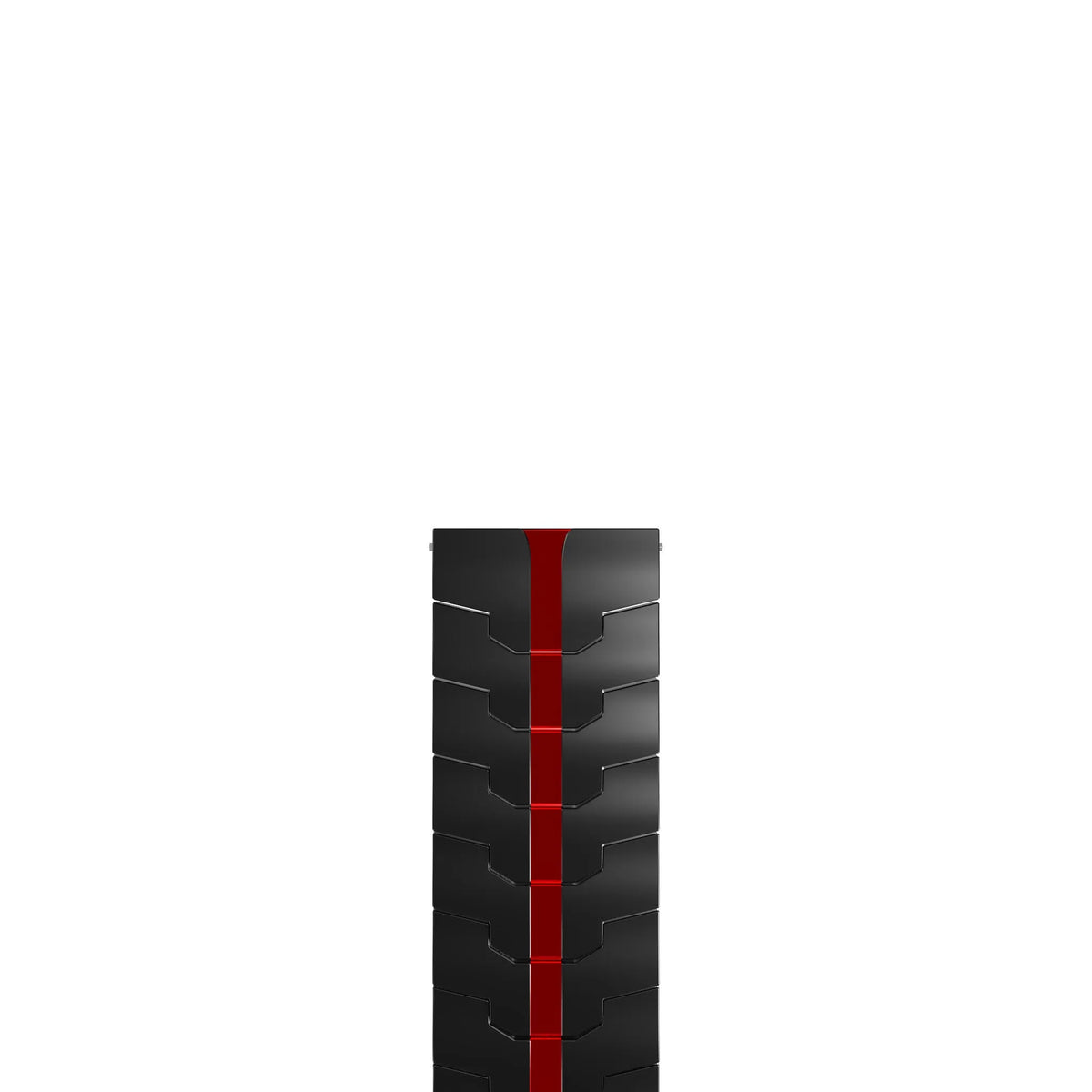 Steel Iron Strap, black/red, laid flat, separate parts, direct top view