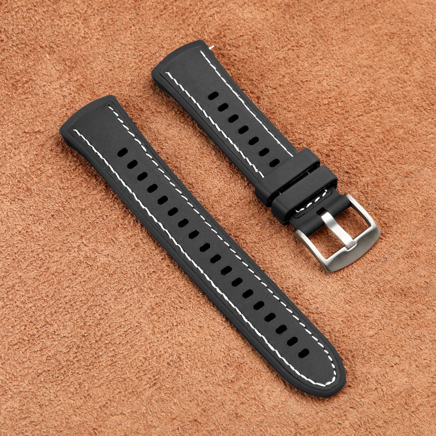 Huawei Watch 5 - 46mm leren hybrid bandje 'perfect fit' (zwart)
