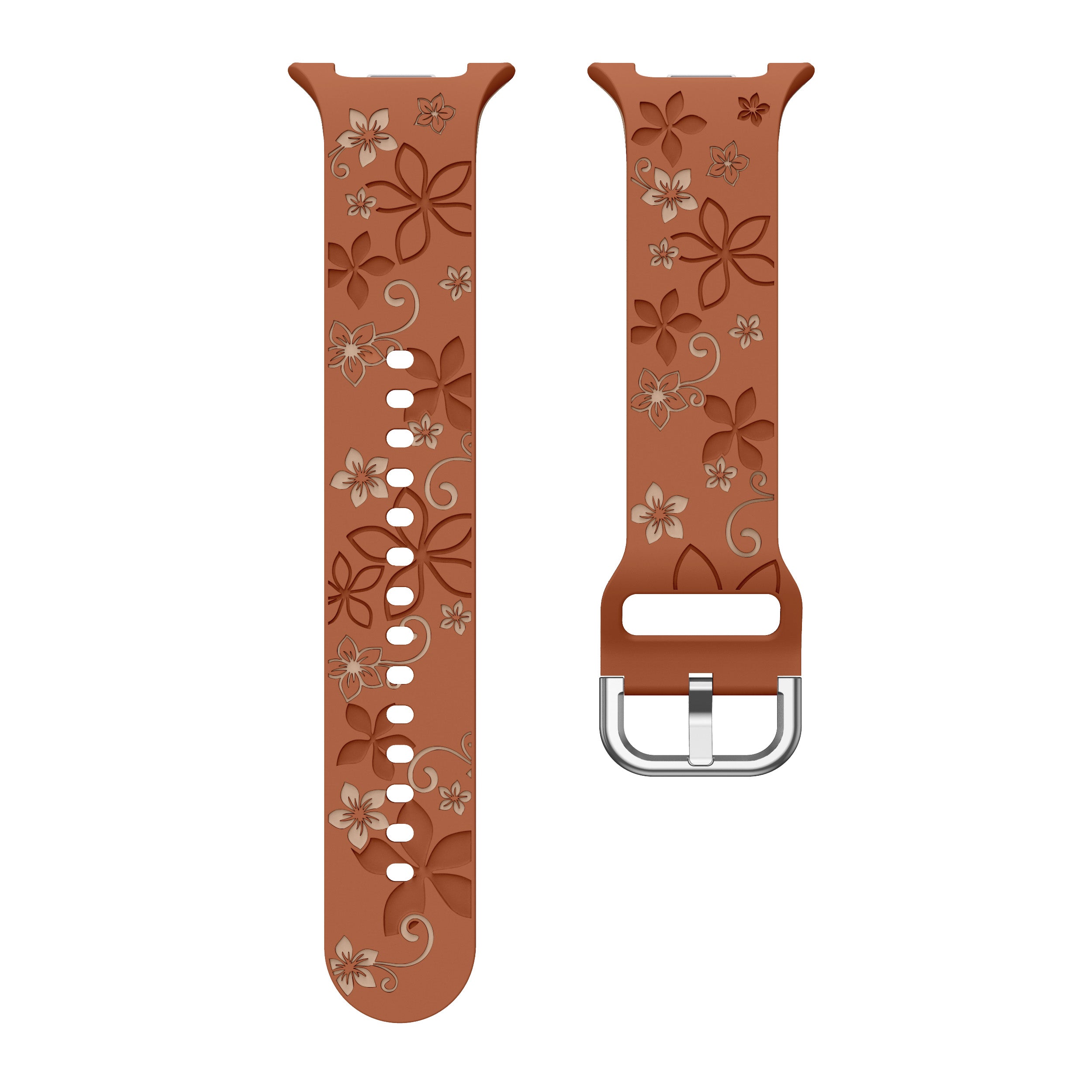 Samsung Galaxy Watch 8 - 44mm flower silicone band (bruin/beige)