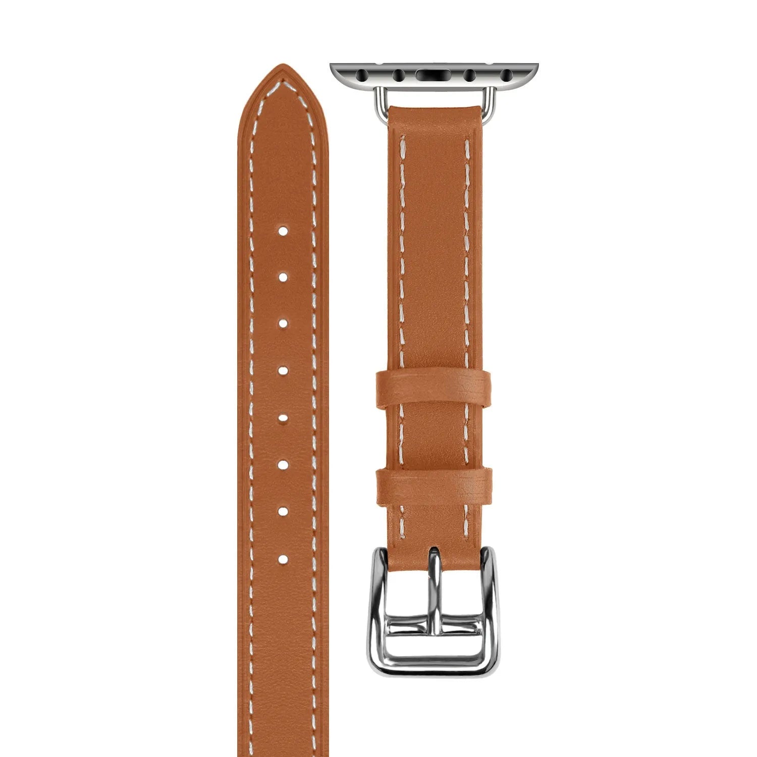 Apple Watch leren double tour band (lichtbruin)