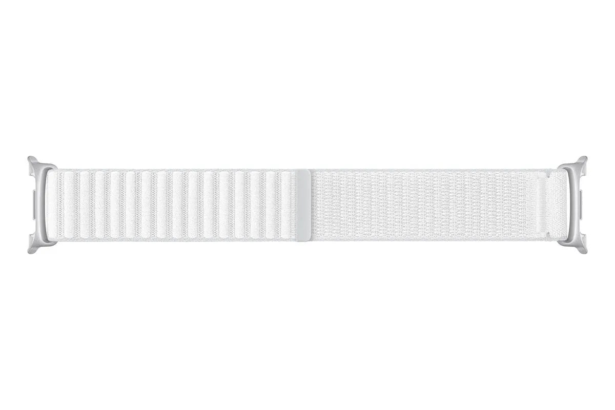Nylon Fabric Strap, white, laid flat, joined, direct top view
