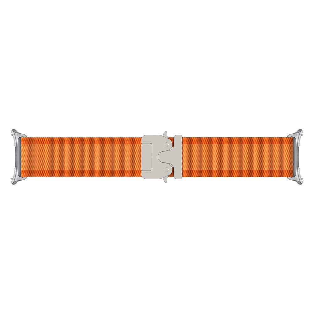 Samsung Galaxy Watch 8 - 44mm Outdoor Nylon Strap with P-Buckle (Orange/Silver)