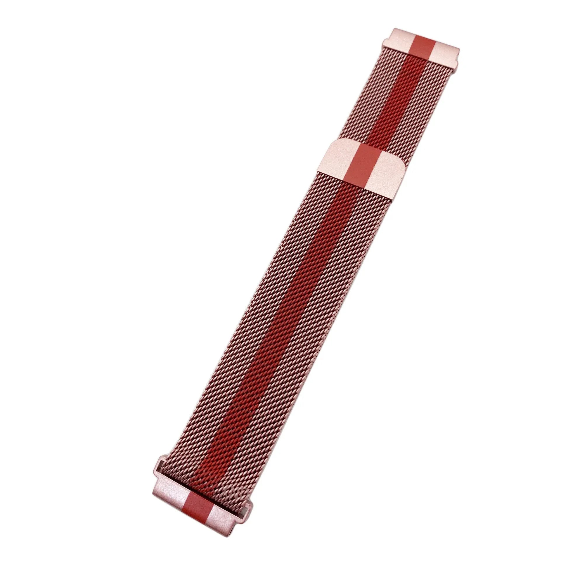Milanese Strap, red/pink, laid flat, joined, direct top view