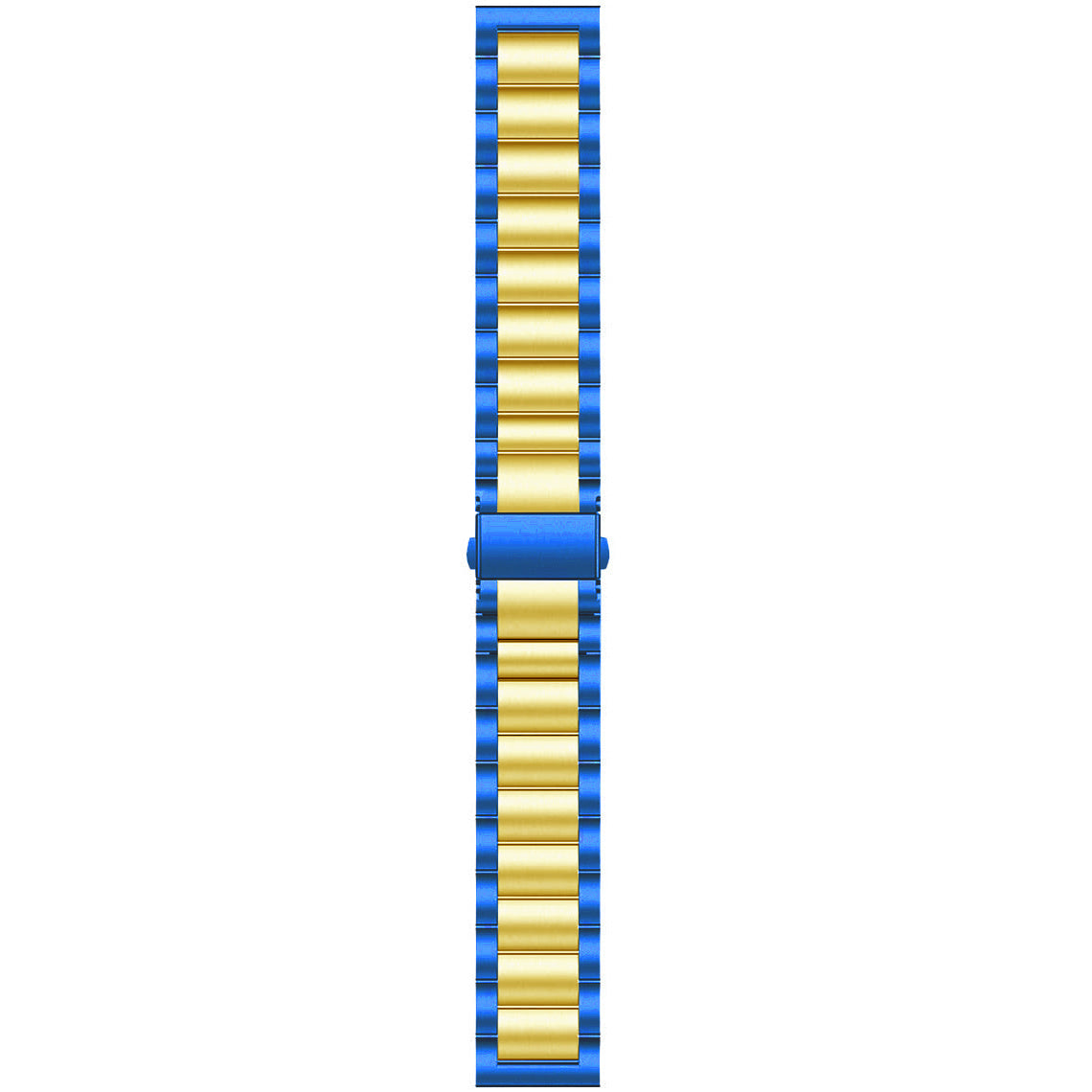 Steel Strap, blue/gold, laid flat, joined, direct top view