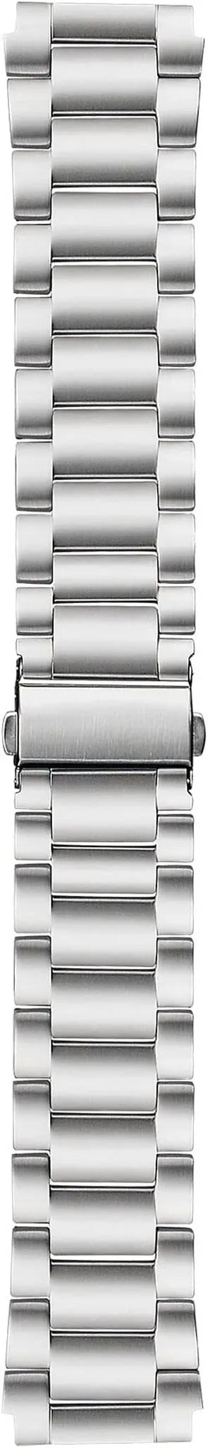 Titanium Strap, silver, laid flat, joined, direct top view