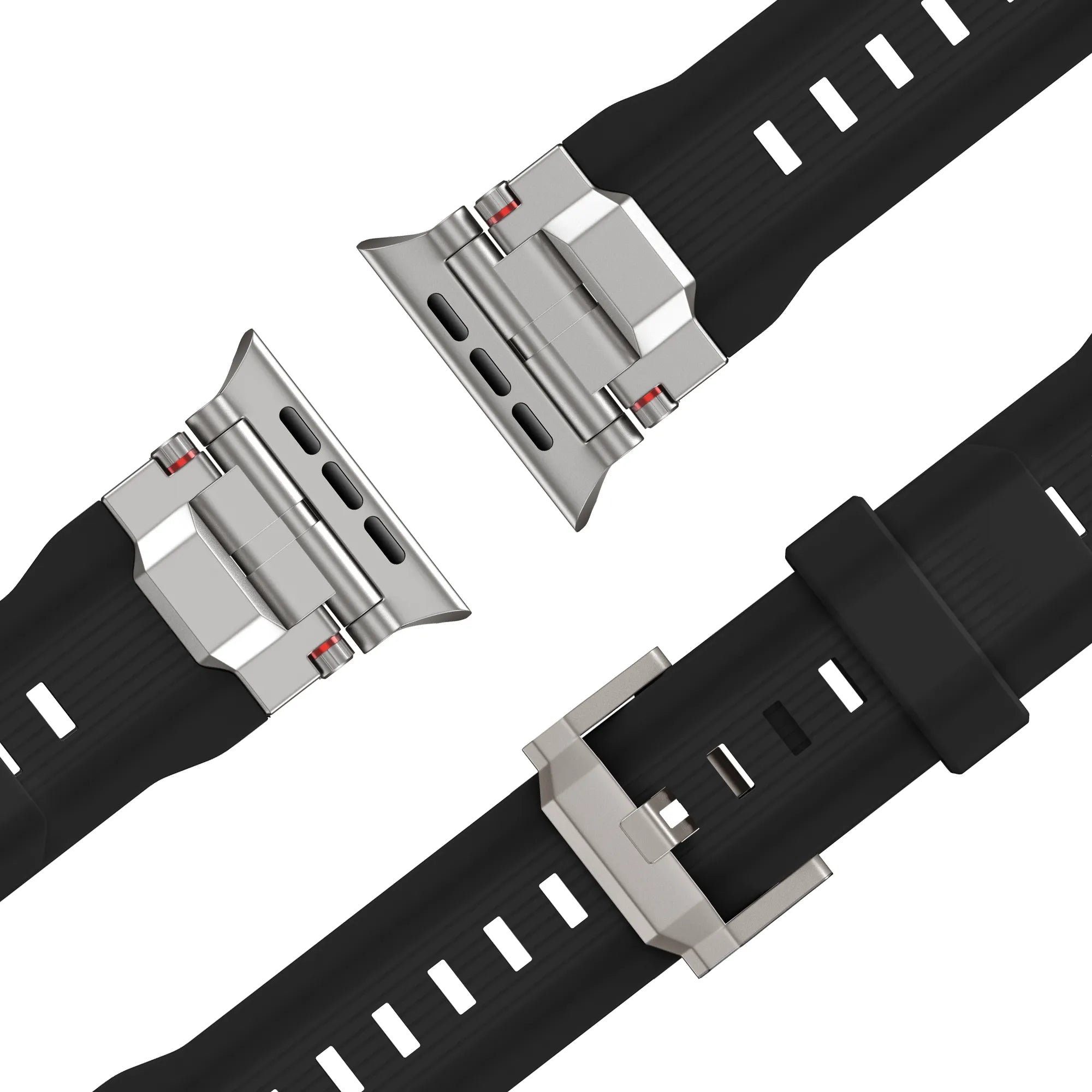 Bandz Apple Watch liquid siliconen band 'Explorer' (zwart met titanium)