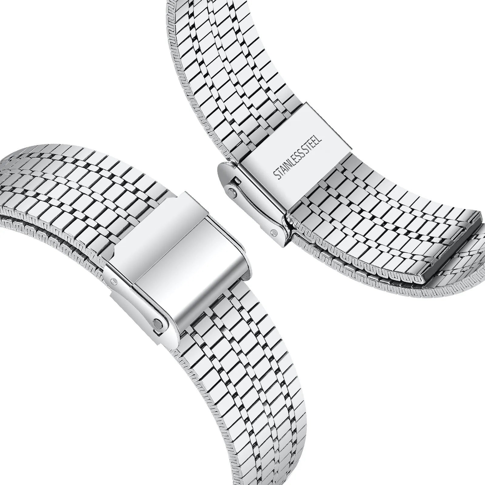 Fine Steel Strap, laid flat, separate parts, top and underside view