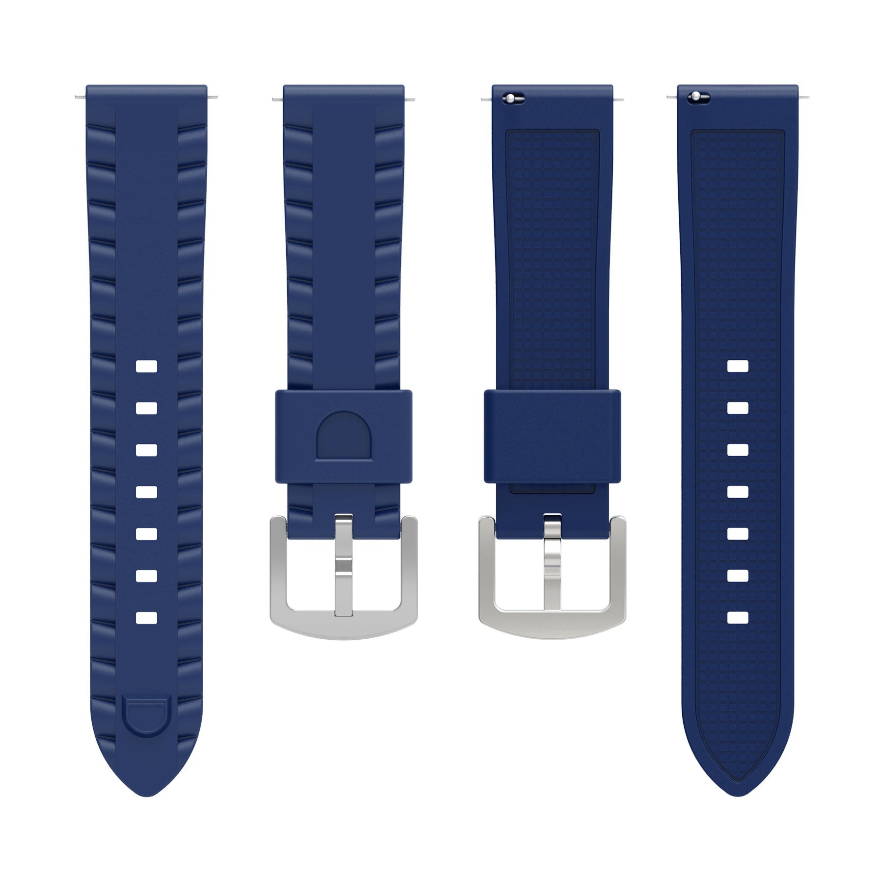 Universeel 24mm wave siliconen bandje (donkerblauw)
