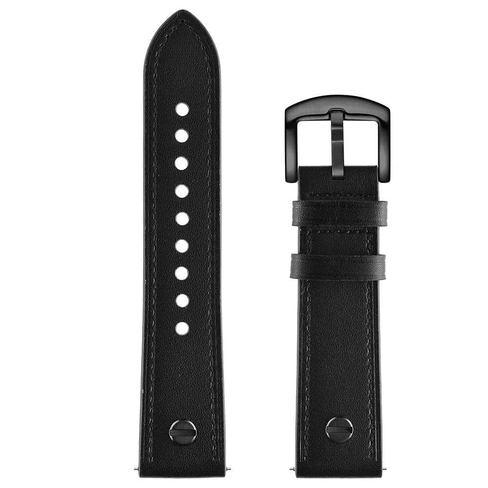 Leather Strap with Screw, laid flat, separate parts, top and underside view