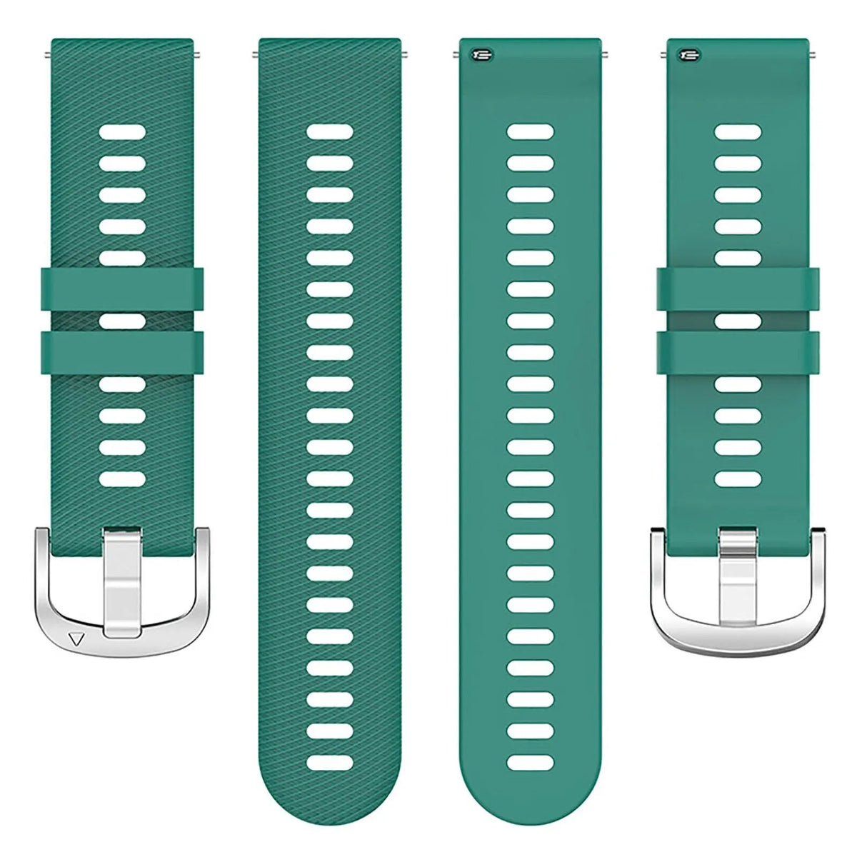 Silicone Strap, laid flat, separate parts, top and underside view