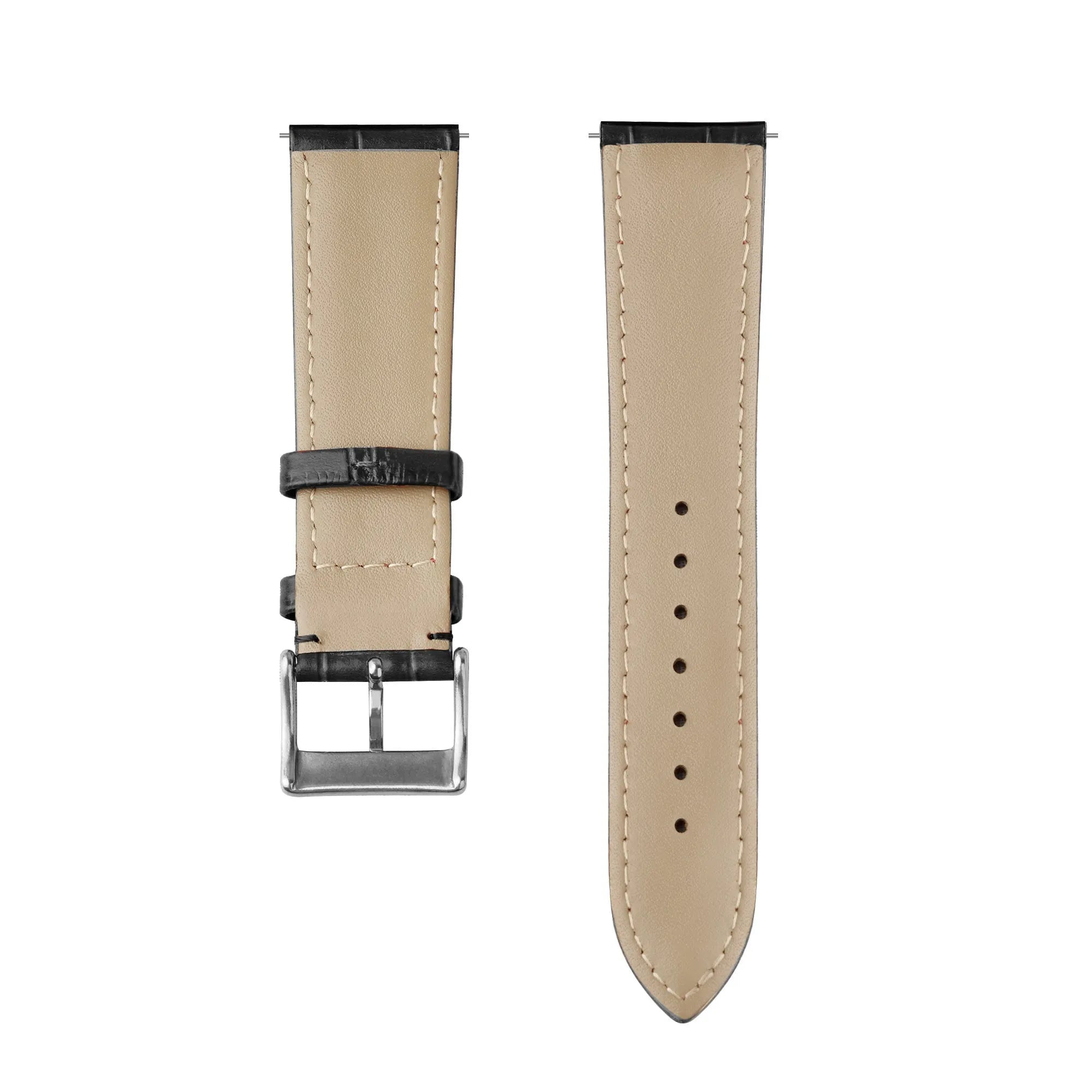 Oppo Watch S leather crocodile grain band (zwart)