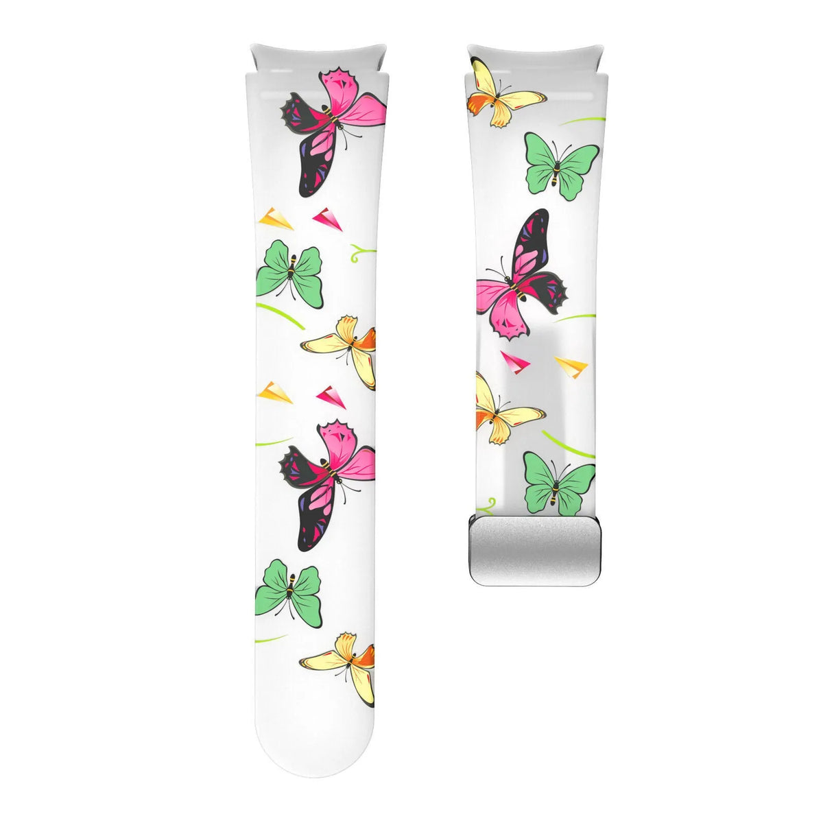 Silicone Magnetic Patterned Strap, laid flat, separate parts, top and underside view